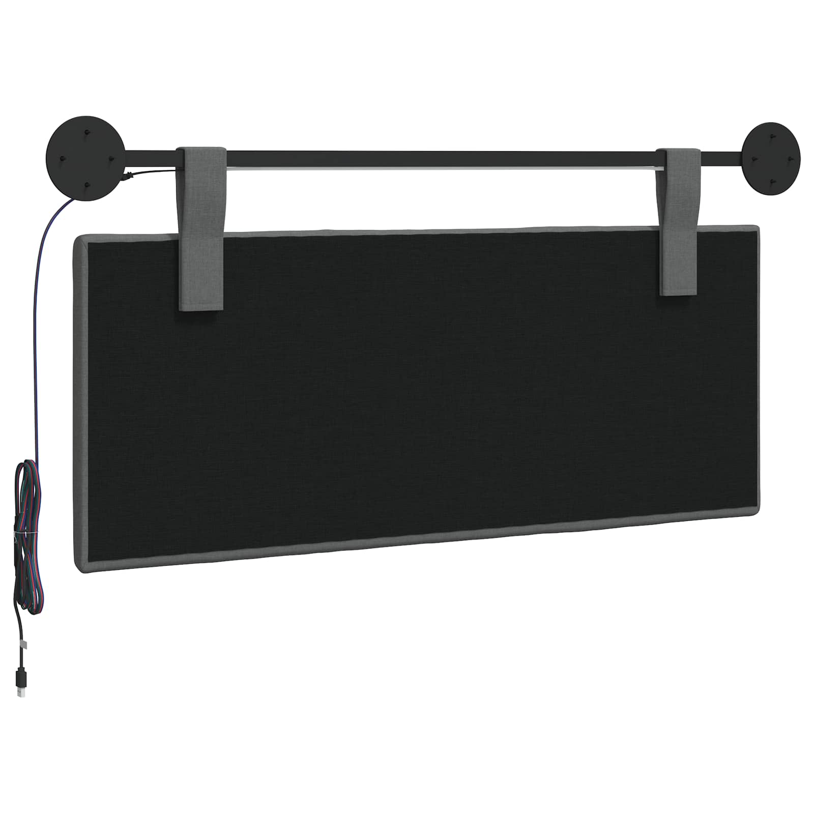 Tête de lit suspendue Avec lumière LED Gris foncé Tissu - XIOS