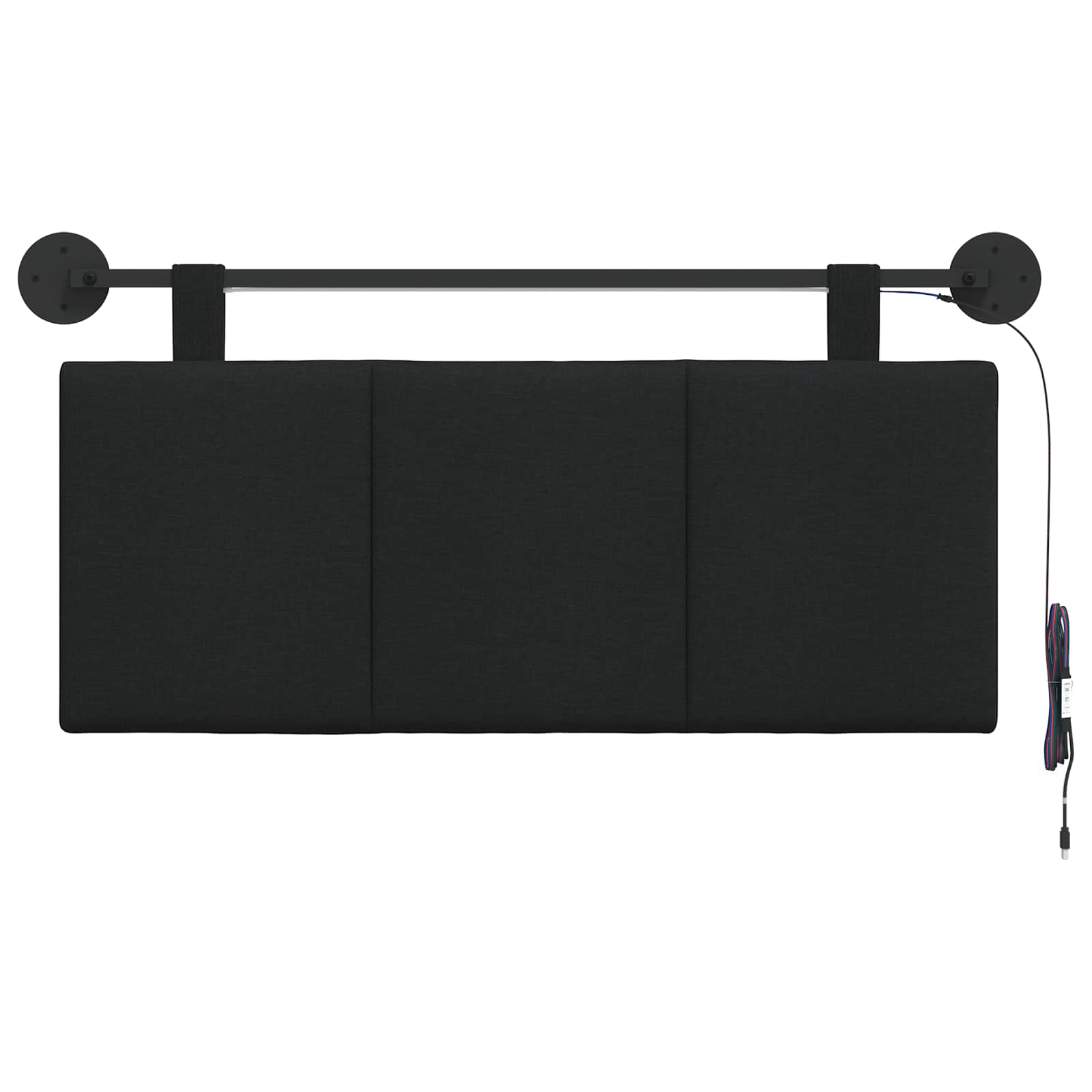 Tête de lit suspendue Avec lumière LED Noir Tissu - XIOS