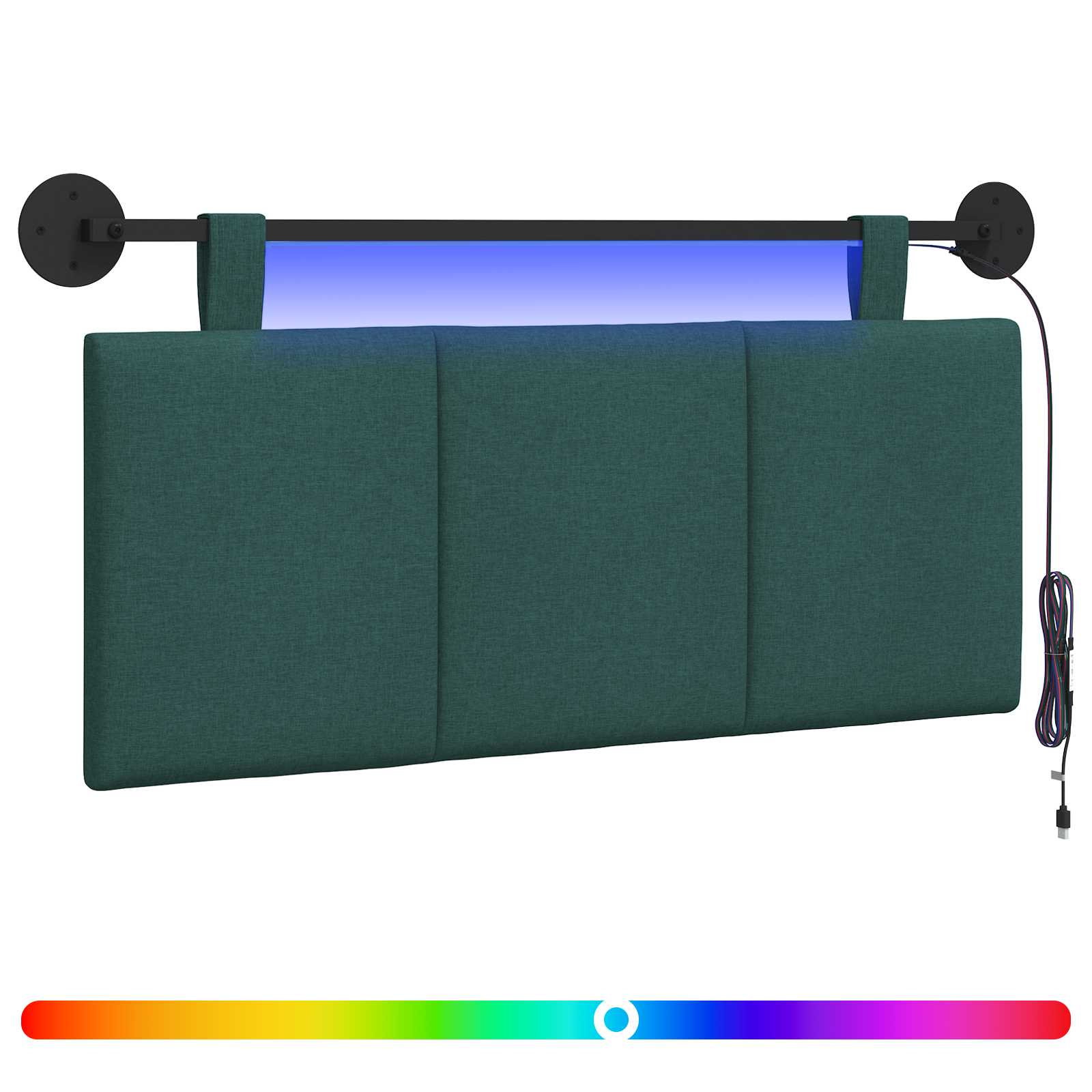 Tête de lit suspendue Avec lumière LED Vert foncé Tissu - XIOS