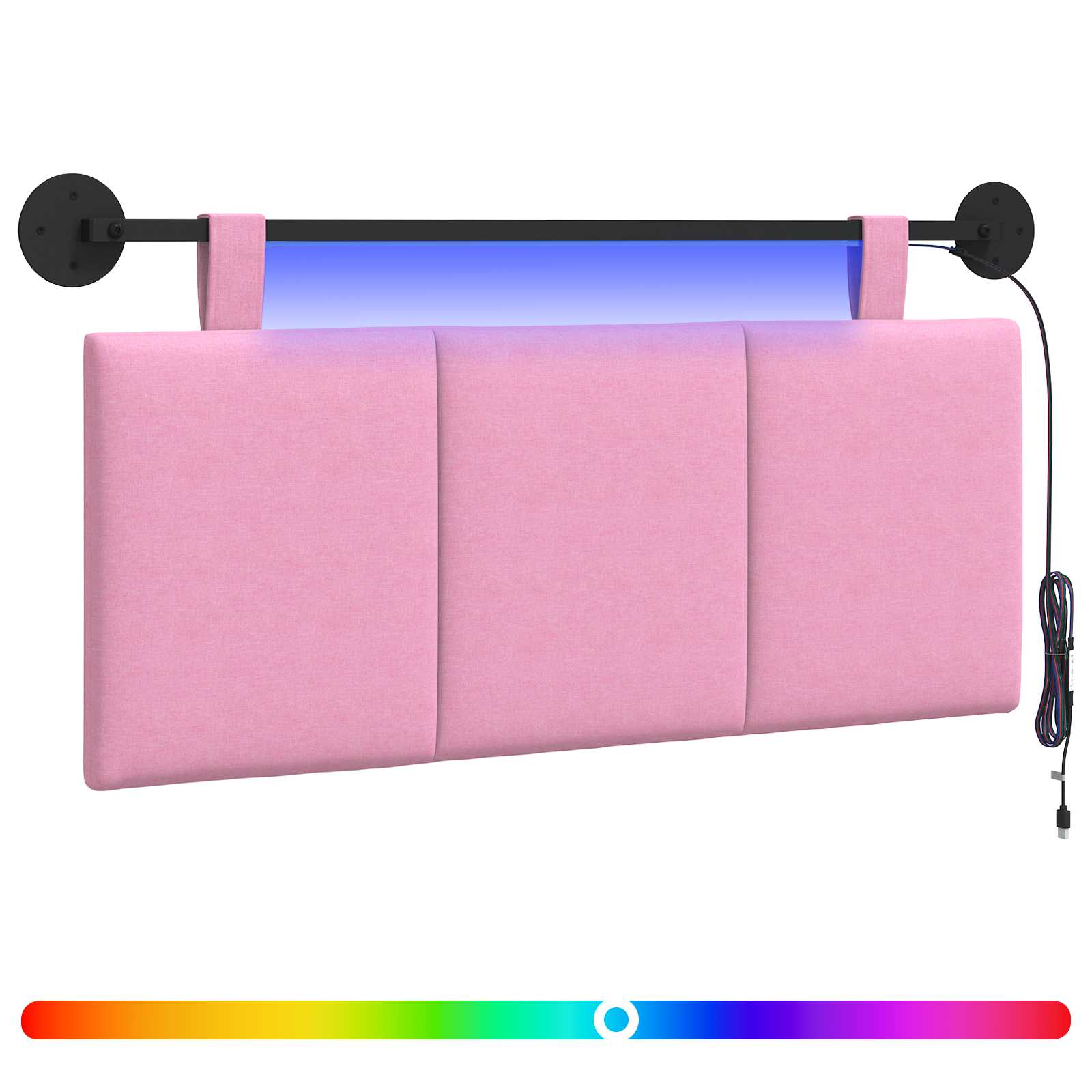 Tête de lit suspendue Avec lumière LED Rose Tissu - XIOS
