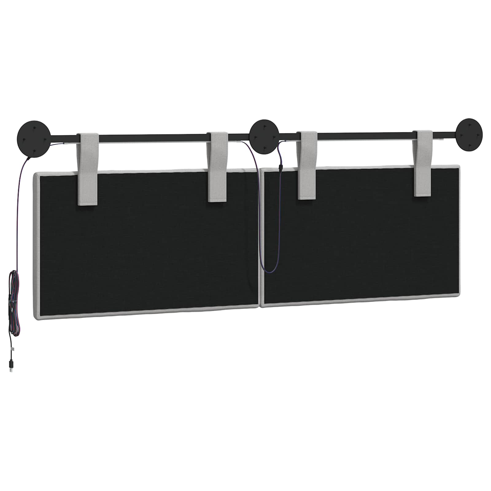 Tête de lit suspendue Avec lumière LED Gris nuage Tissu - XIOS
