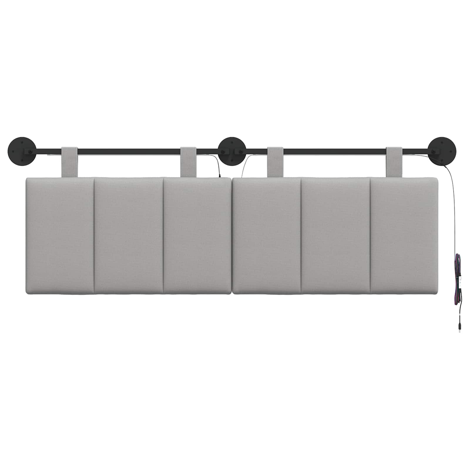 Tête de lit suspendue Avec lumière LED Gris nuage Tissu - XIOS