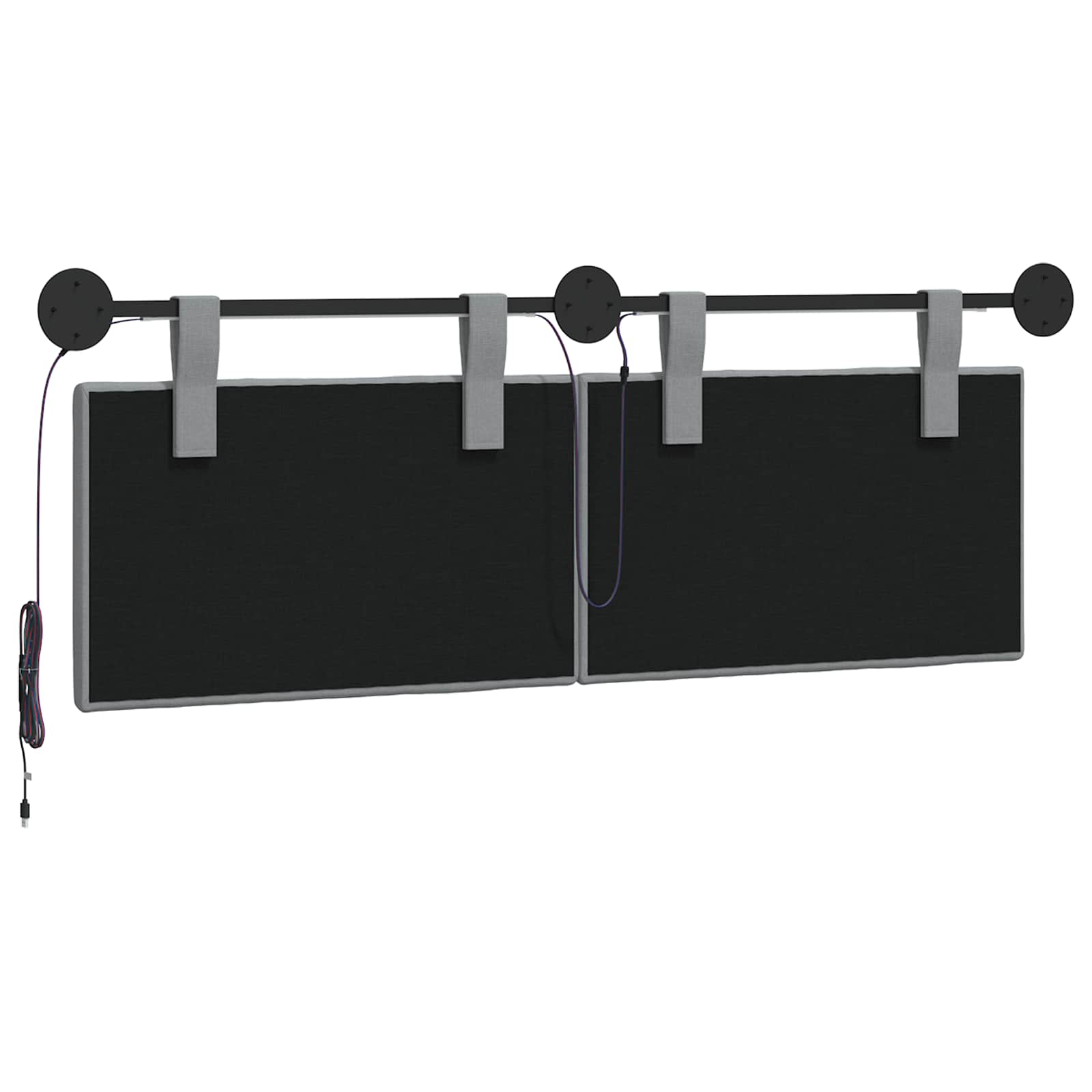 Tête de lit suspendue Avec lumière LED Gris clair Tissu - XIOS