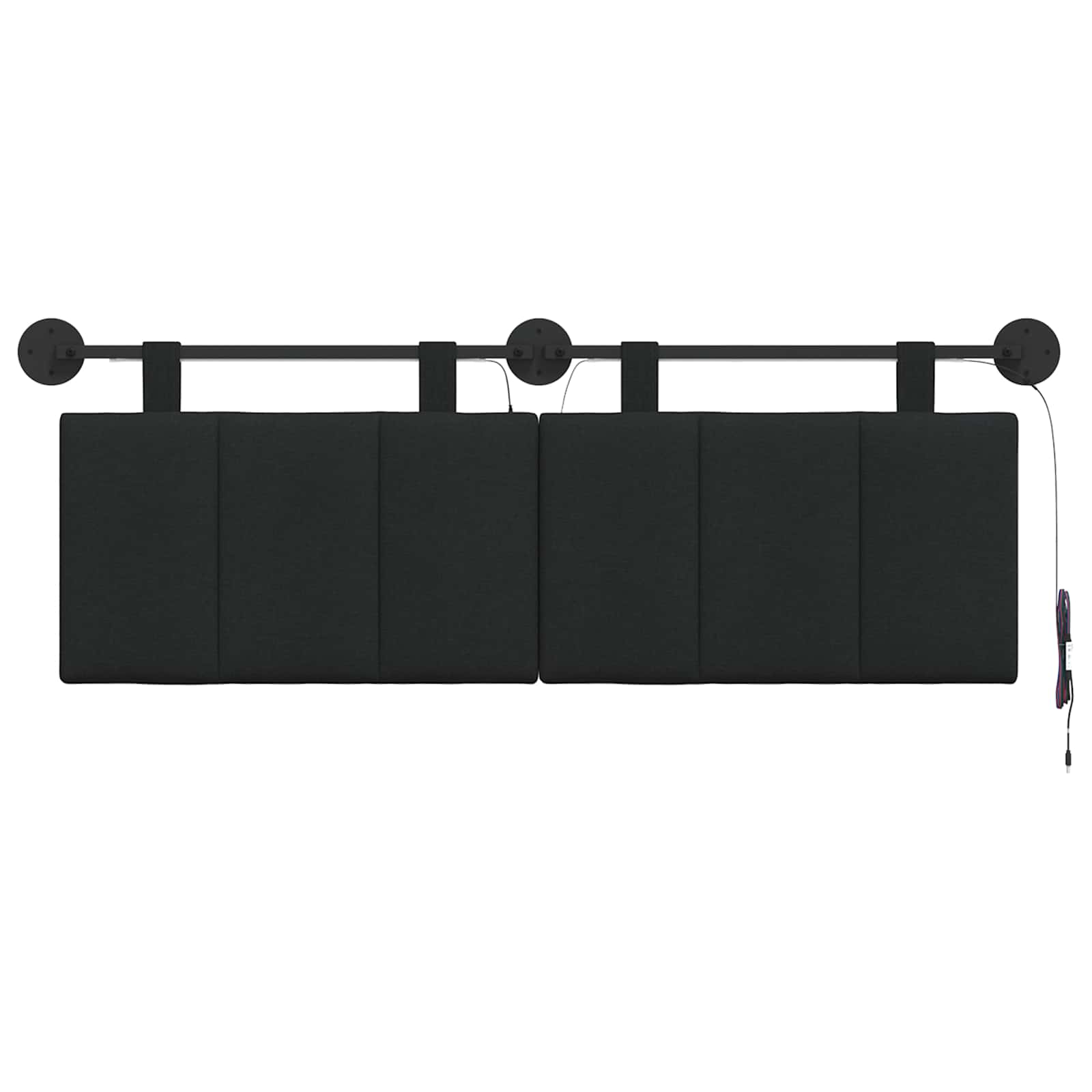 Tête de lit suspendue Avec lumière LED Noir Tissu - XIOS