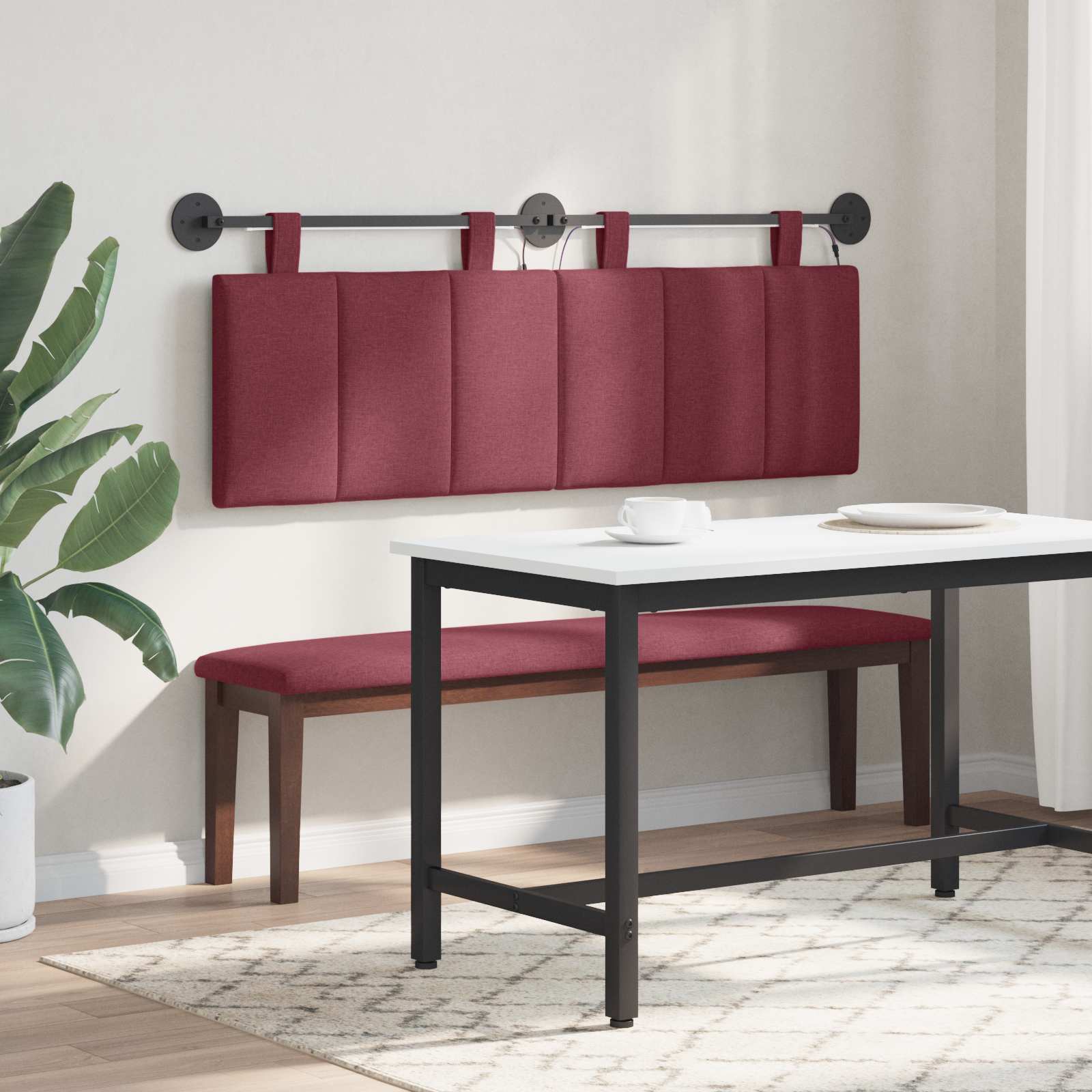Tête de lit suspendue Avec lumière LED Bordeaux Tissu - XIOS