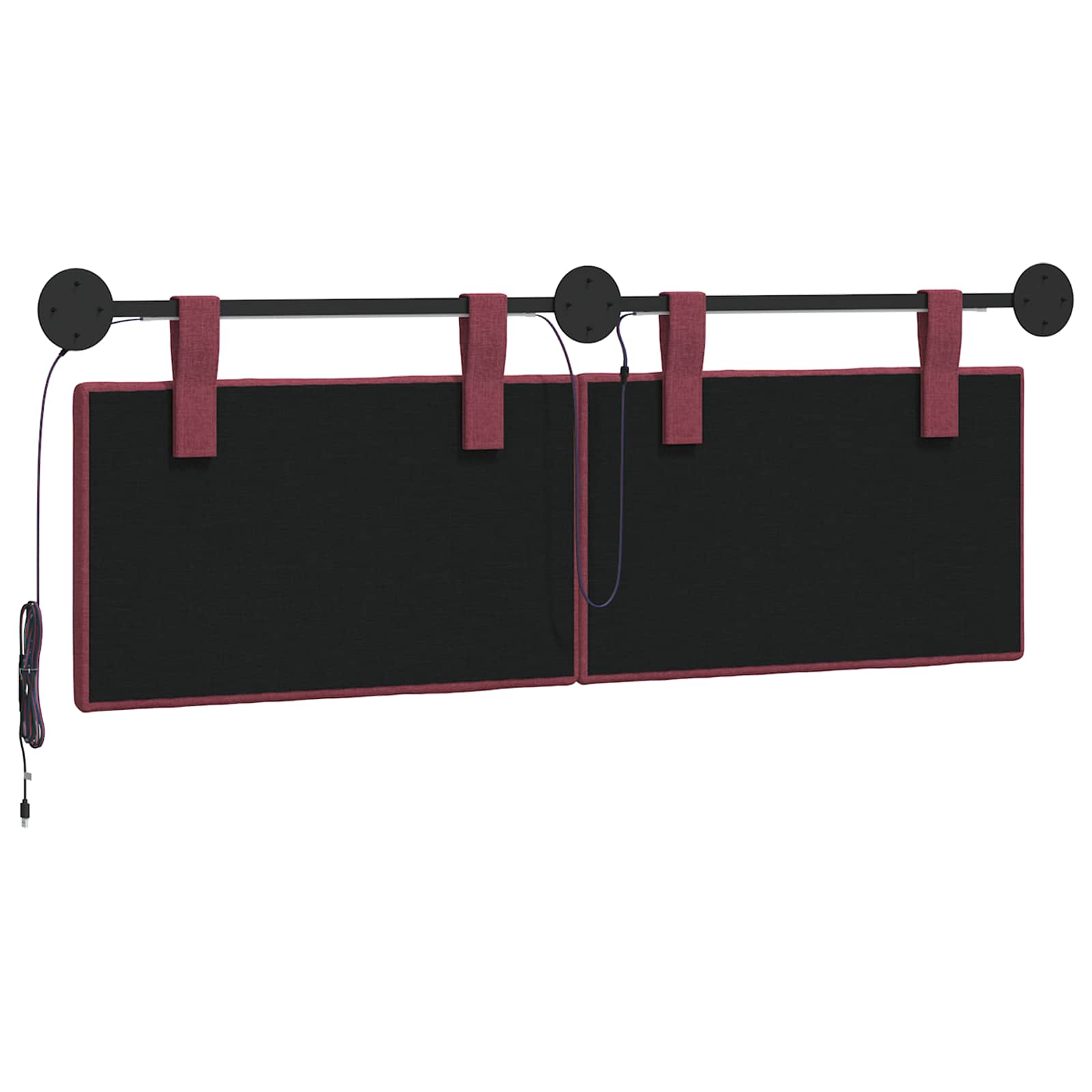 Tête de lit suspendue Avec lumière LED Bordeaux Tissu - XIOS