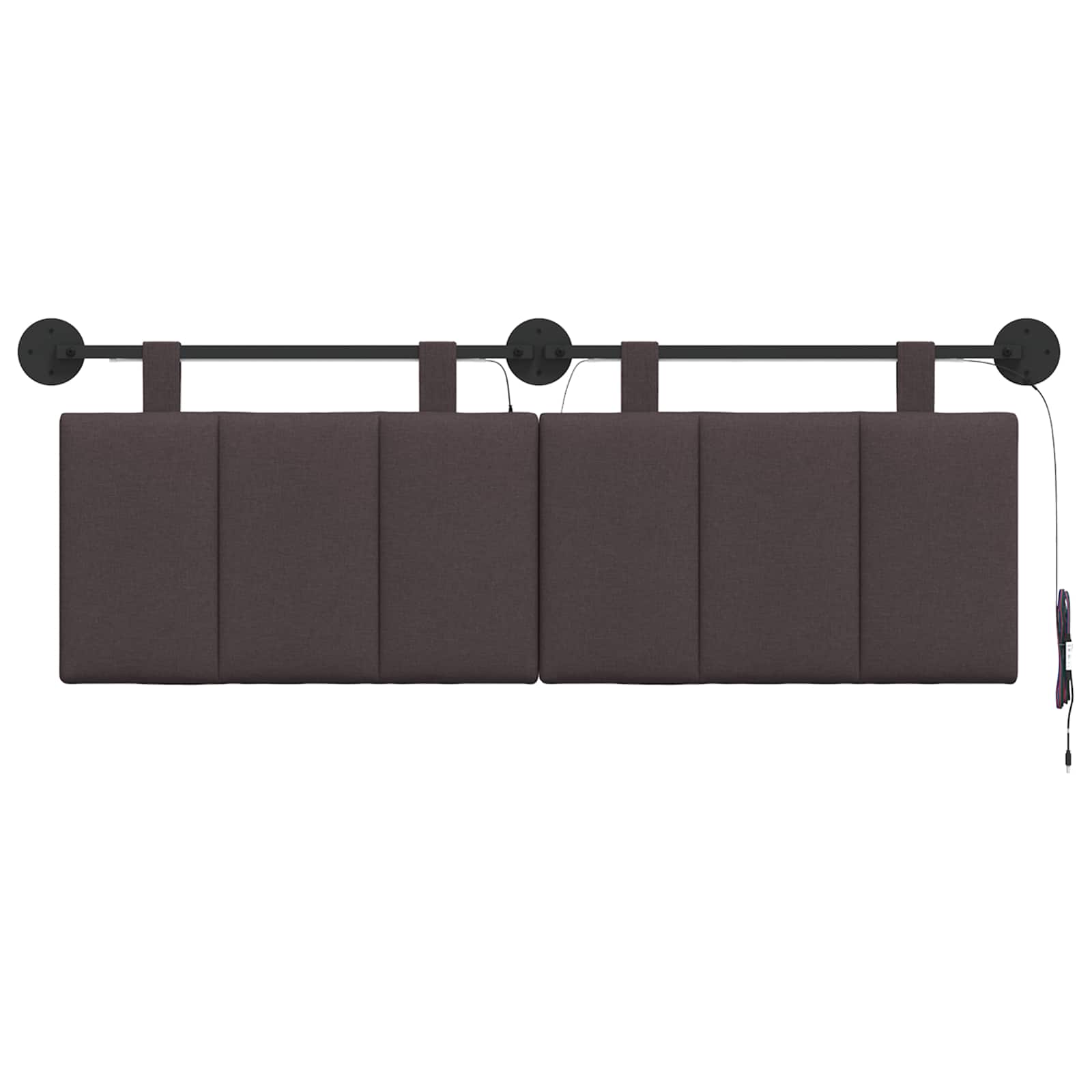 Tête de lit suspendue Avec lumière LED Marron foncé Tissu - XIOS