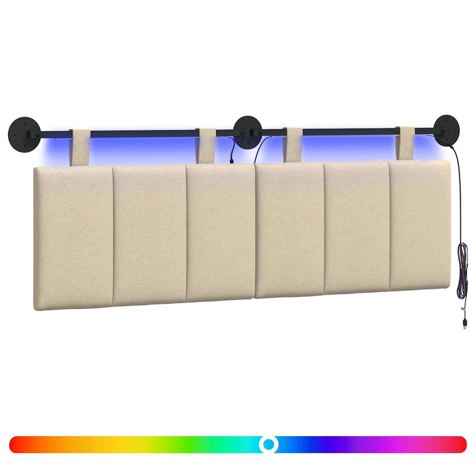 Tête de lit suspendue Avec lumière LED Crème Tissu - XIOS