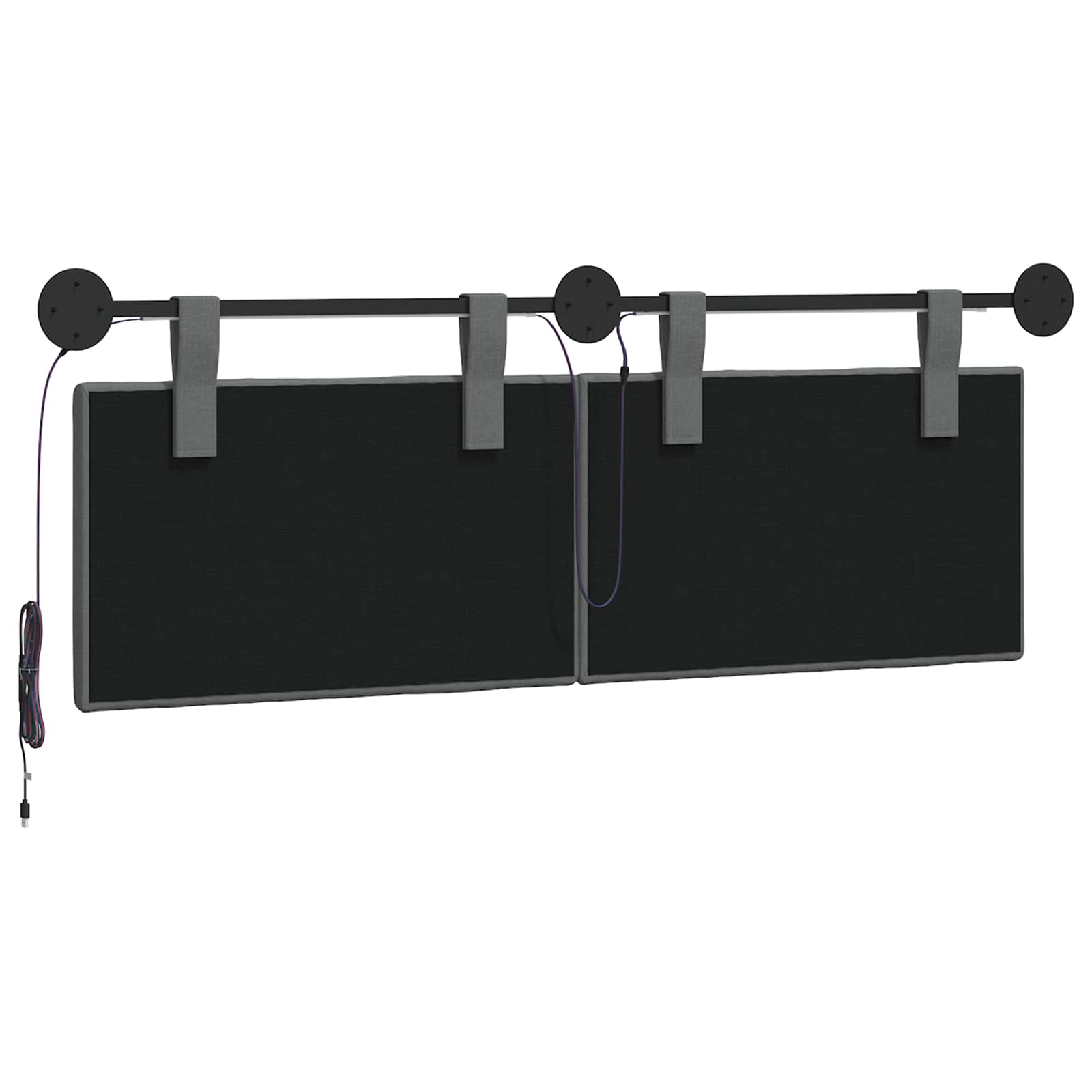 Tête de lit suspendue Avec lumière LED Gris foncé Tissu - XIOS