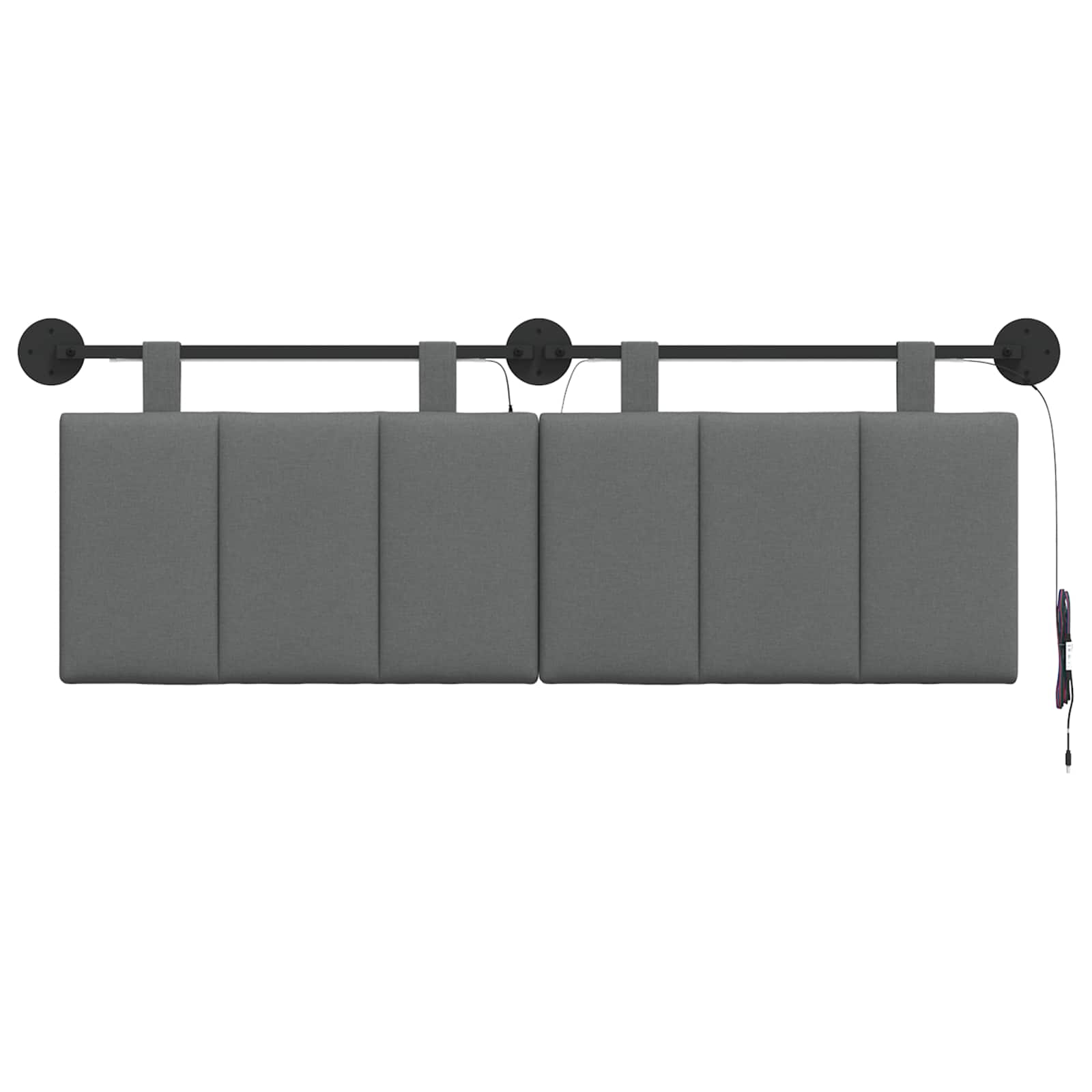 Tête de lit suspendue Avec lumière LED Gris foncé Tissu - XIOS