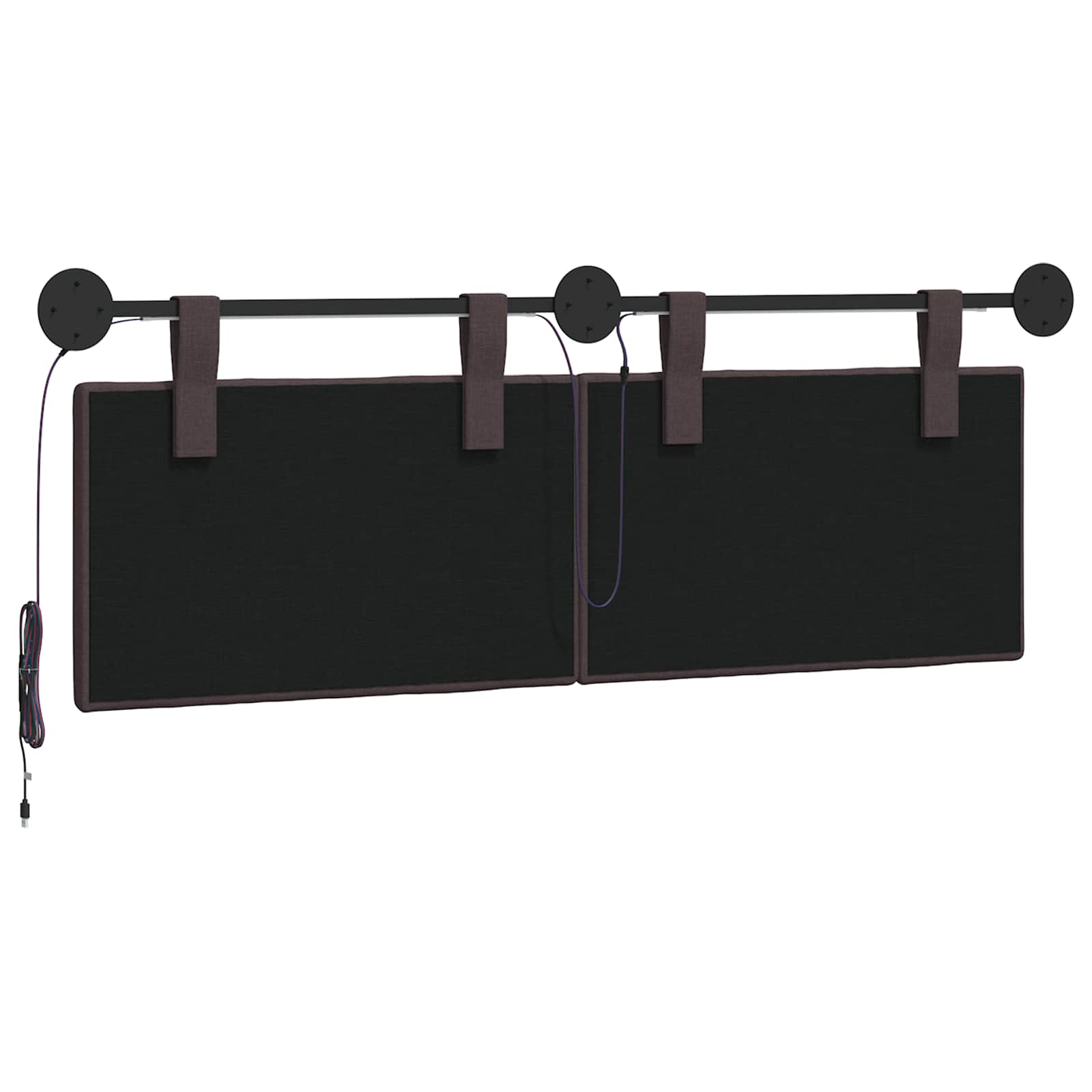 Tête de lit suspendue Avec lumière LED Marron foncé Tissu - XIOS
