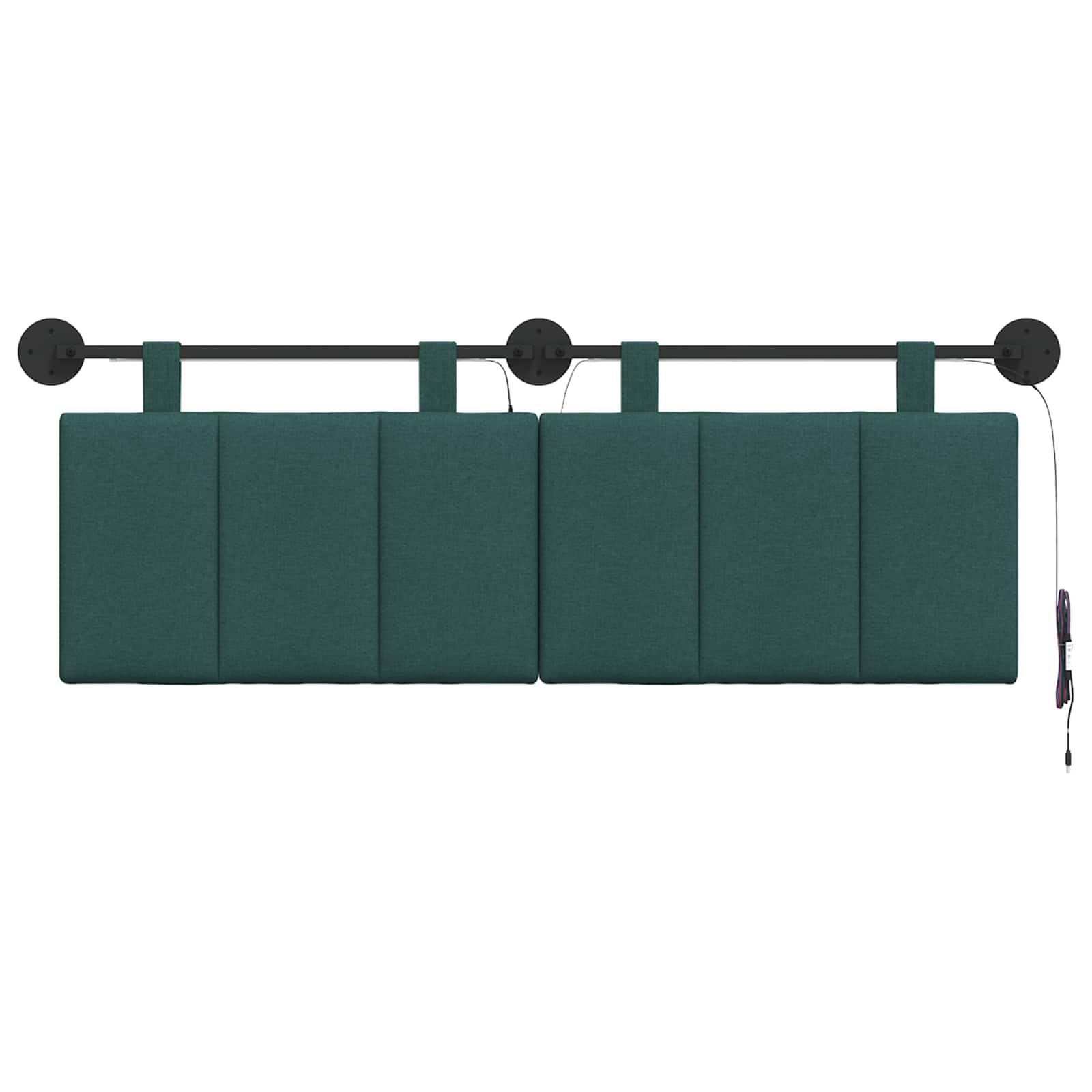 Tête de lit suspendue Avec lumière LED Vert foncé Tissu - XIOS