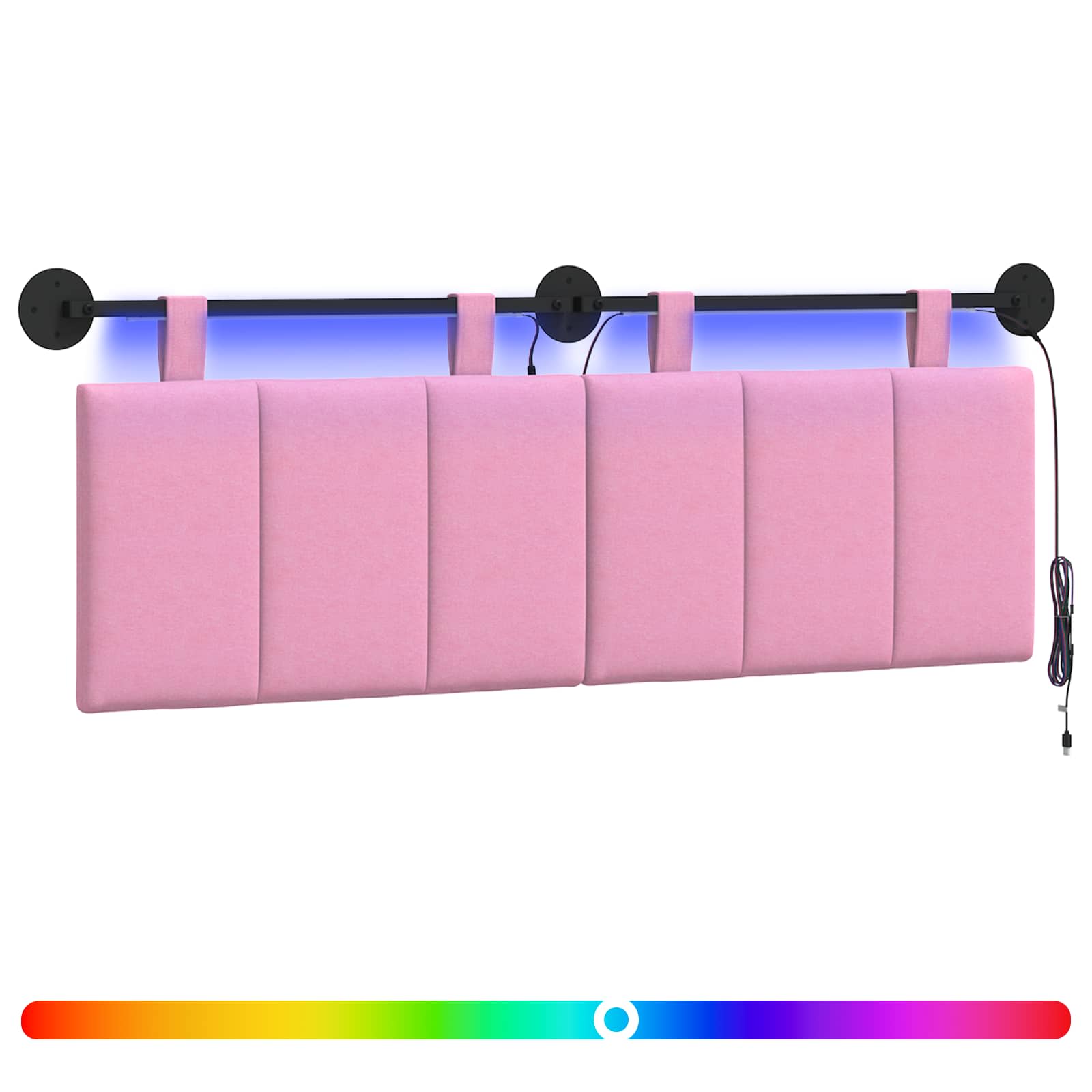 Tête de lit suspendue Avec lumière LED Rose Tissu - XIOS