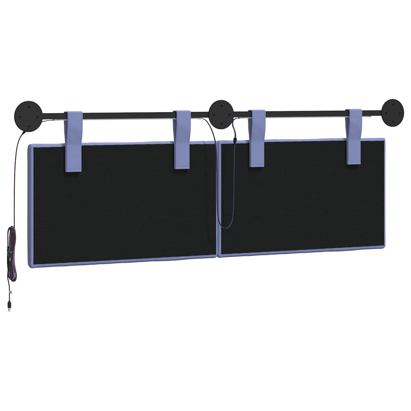 Tête de lit suspendue Avec lumière LED Bleu denim Tissu - XIOS