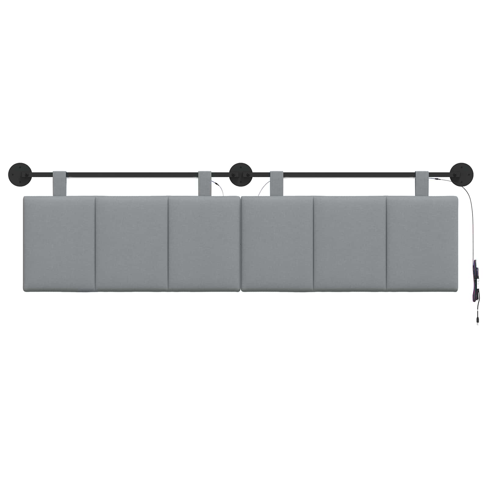Tête de lit suspendue Avec lumière LED Gris clair Tissu - XIOS