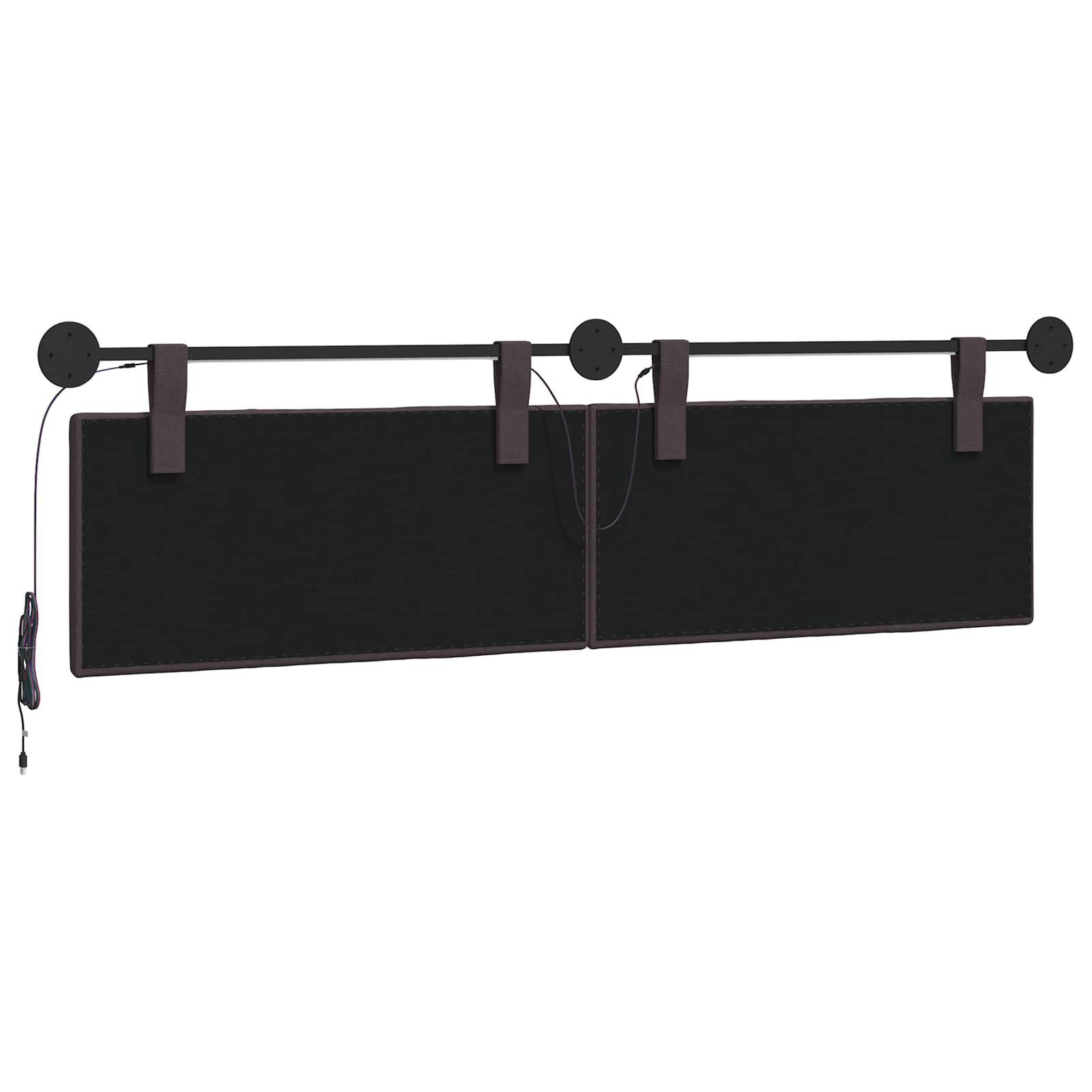 Tête de lit suspendue Avec lumière LED Marron foncé Tissu - XIOS