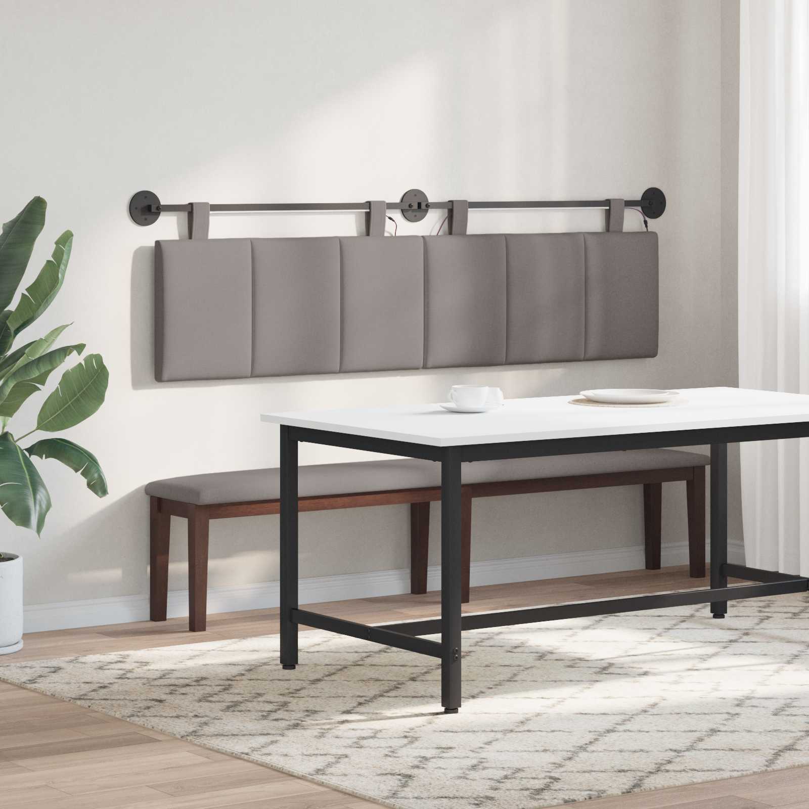 Tête de lit suspendue Avec lumière LED Taupe Tissu - XIOS
