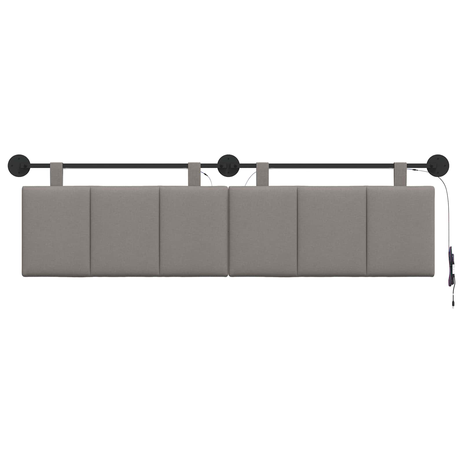 Tête de lit suspendue Avec lumière LED Taupe Tissu - XIOS