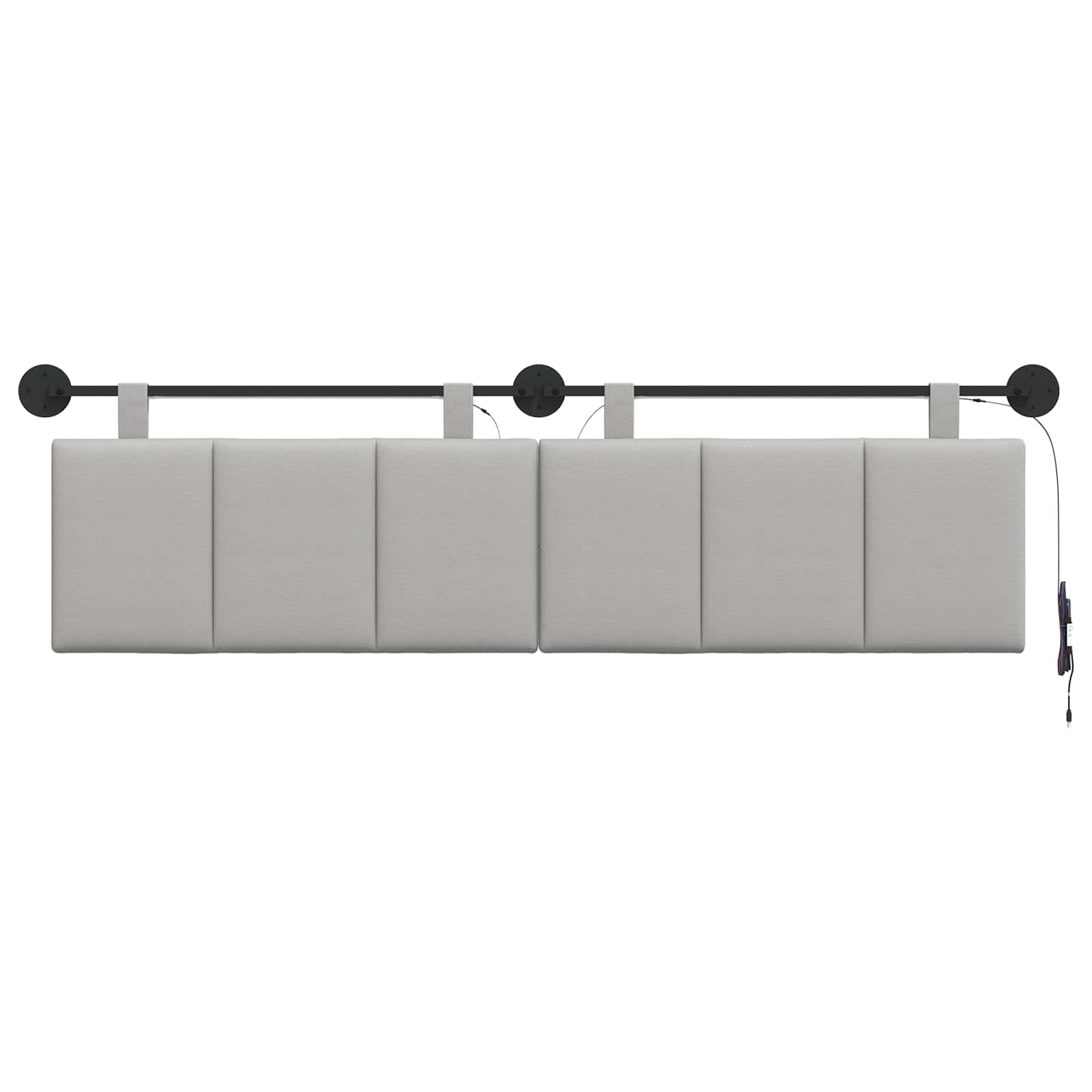 Tête de lit suspendue Avec lumière LED Gris nuage Tissu - XIOS