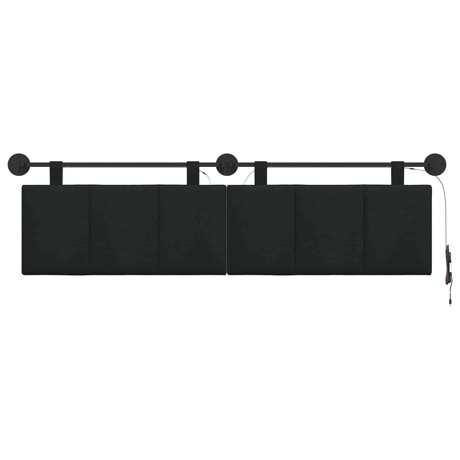 Tête de lit suspendue Avec lumière LED Noir Tissu - XIOS