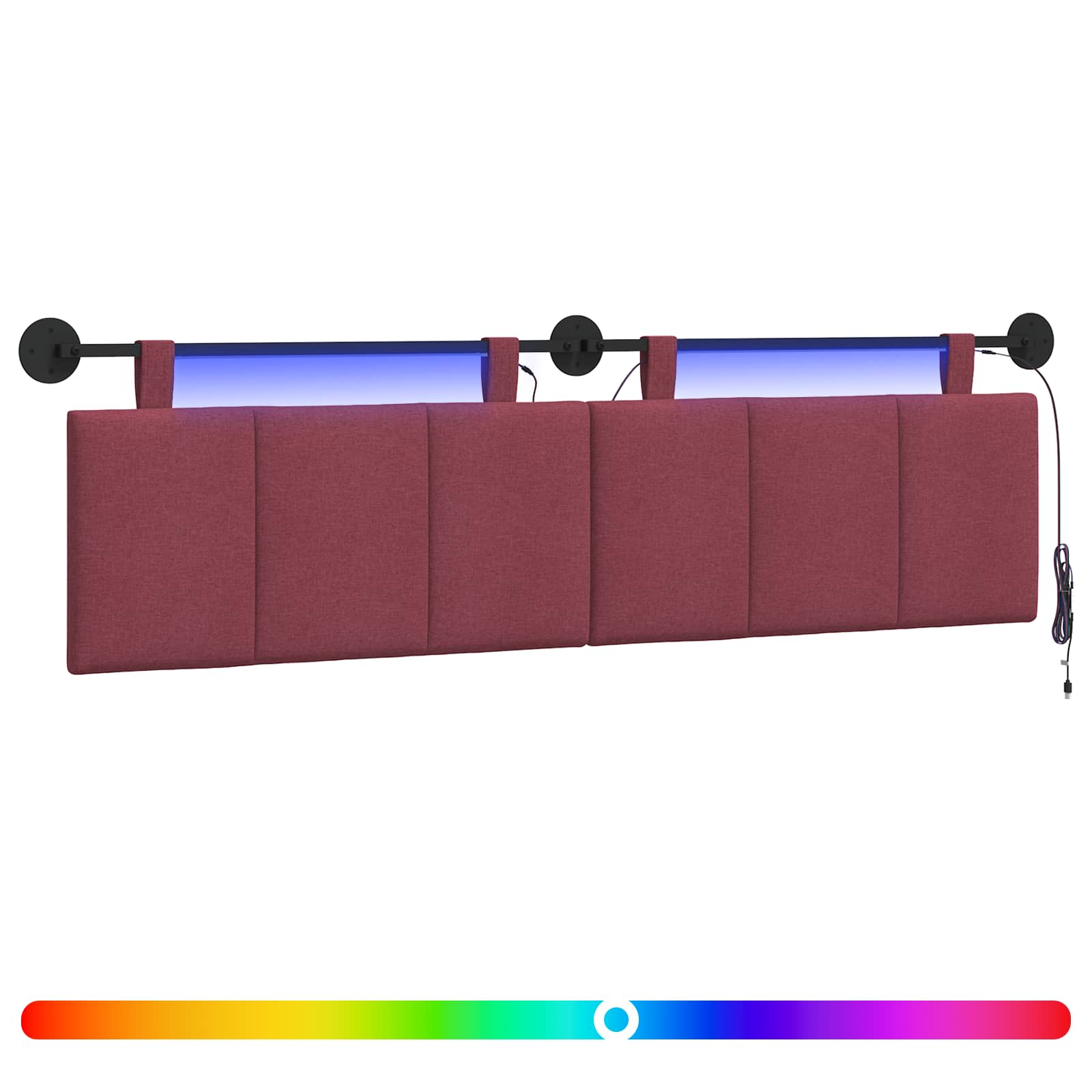 Tête de lit suspendue Avec lumière LED Bordeaux Tissu - XIOS