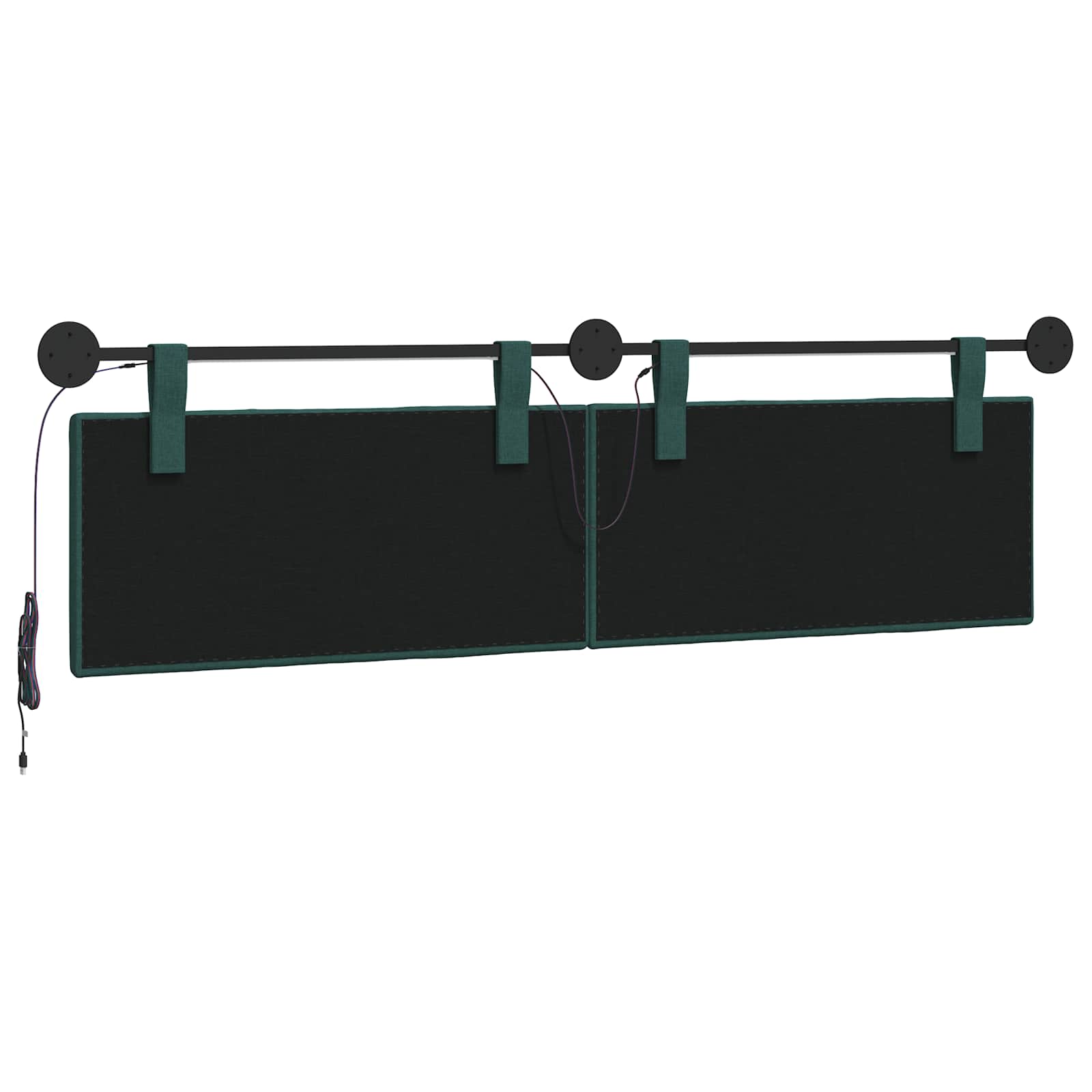 Tête de lit suspendue Avec lumière LED Vert foncé Tissu - XIOS
