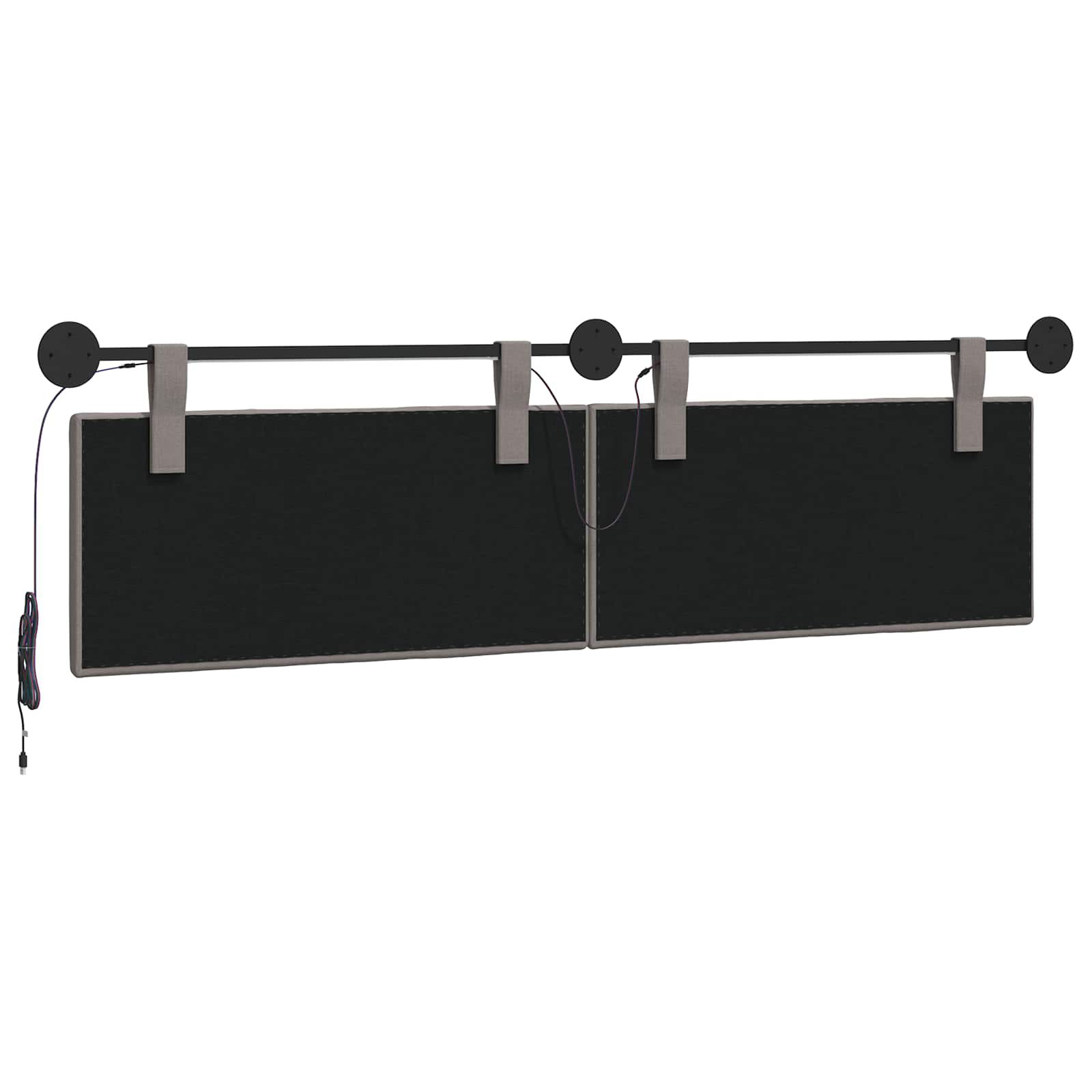 Tête de lit suspendue Avec lumière LED Taupe Tissu - XIOS