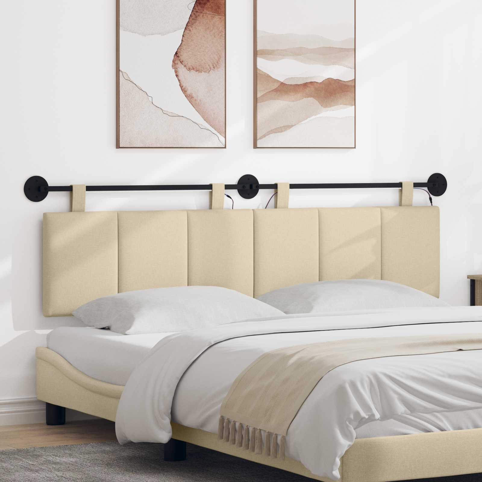 Tête de lit suspendue Avec lumière LED Crème Tissu - XIOS