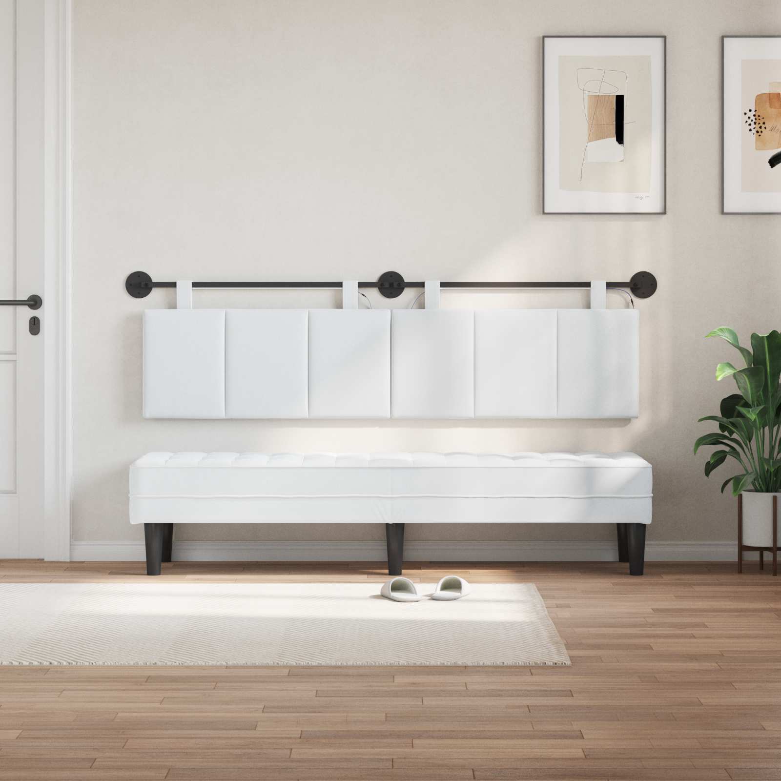 Tête de lit suspendue Avec lumière LED Blanc Tissu - XIOS