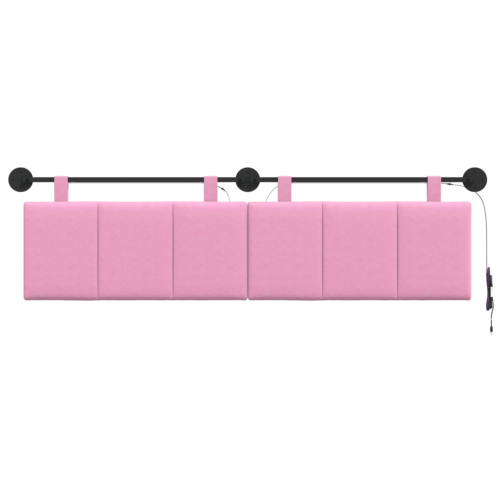 Tête de lit suspendue Avec lumière LED Rose Tissu - XIOS