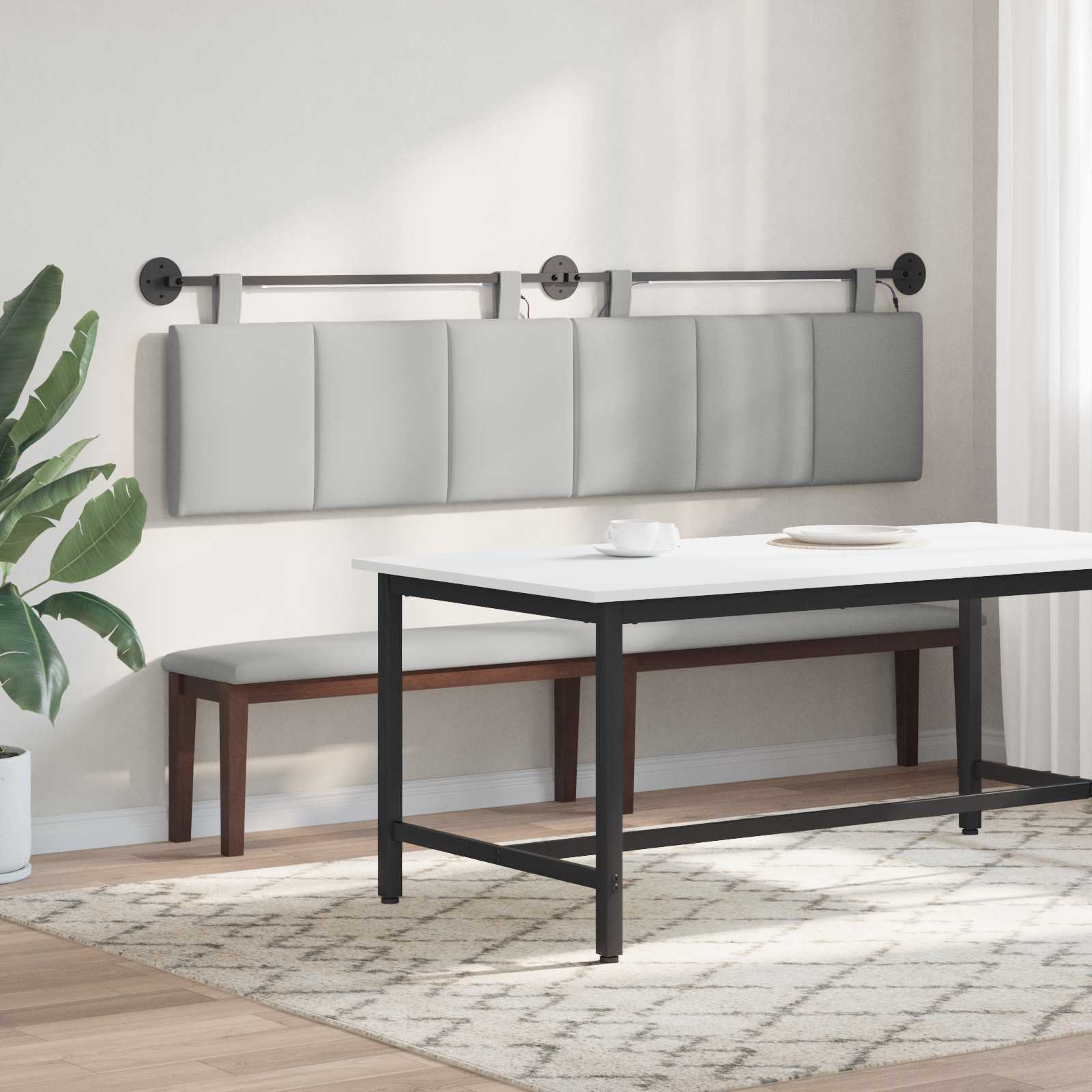 Tête de lit suspendue Avec lumière LED Gris nuage Tissu - XIOS