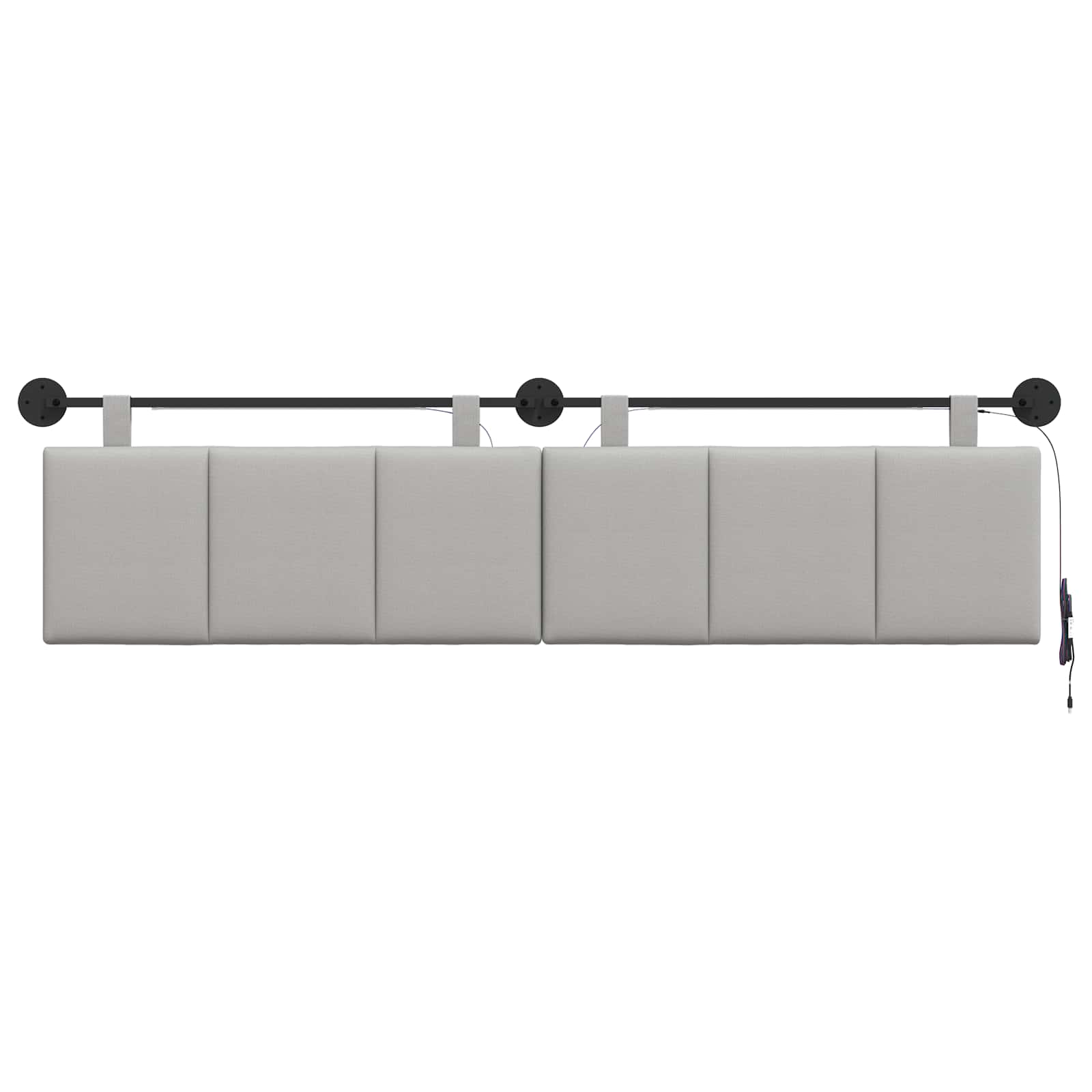 Tête de lit suspendue Avec lumière LED Gris nuage Tissu - XIOS