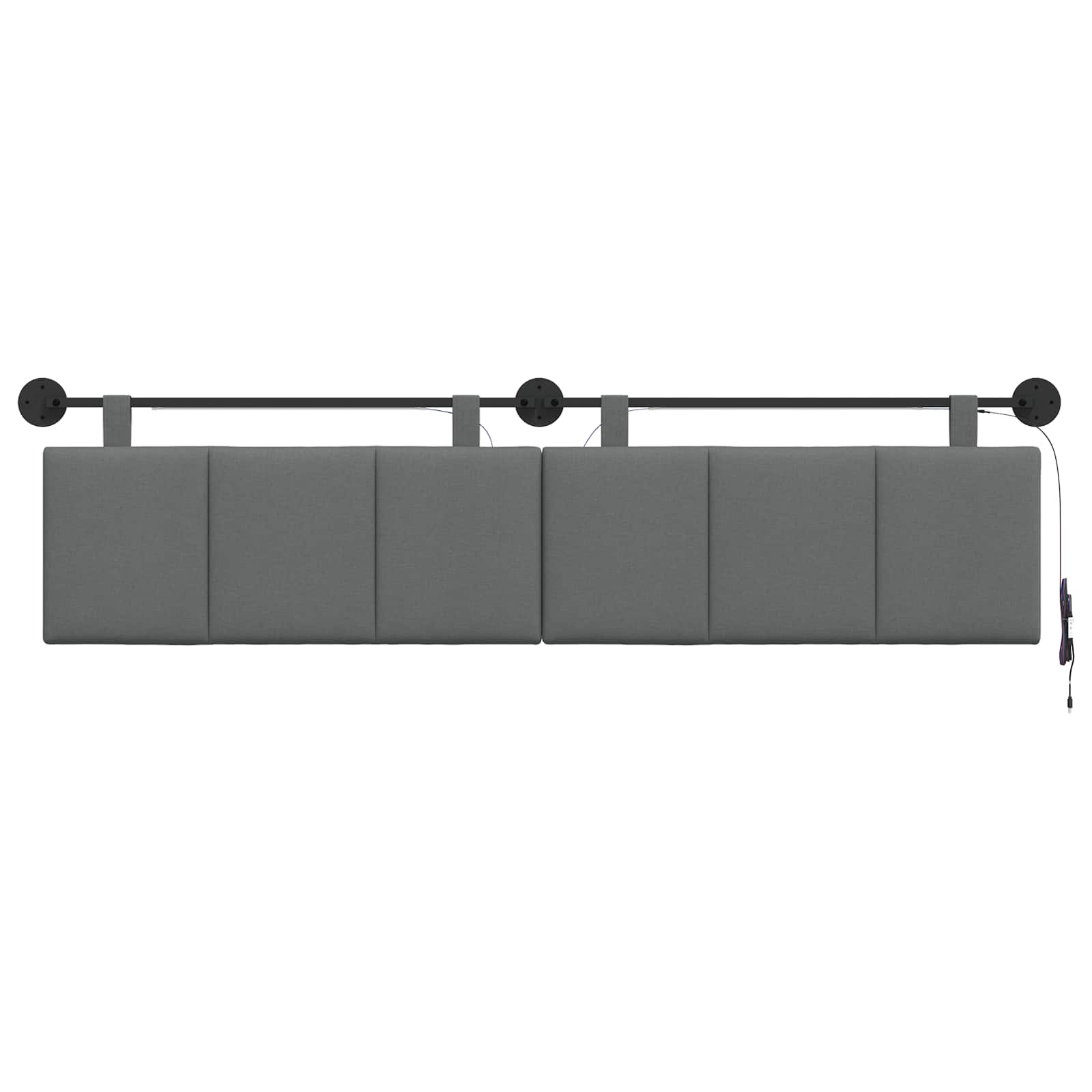 Tête de lit suspendue Avec lumière LED Gris foncé Tissu - XIOS