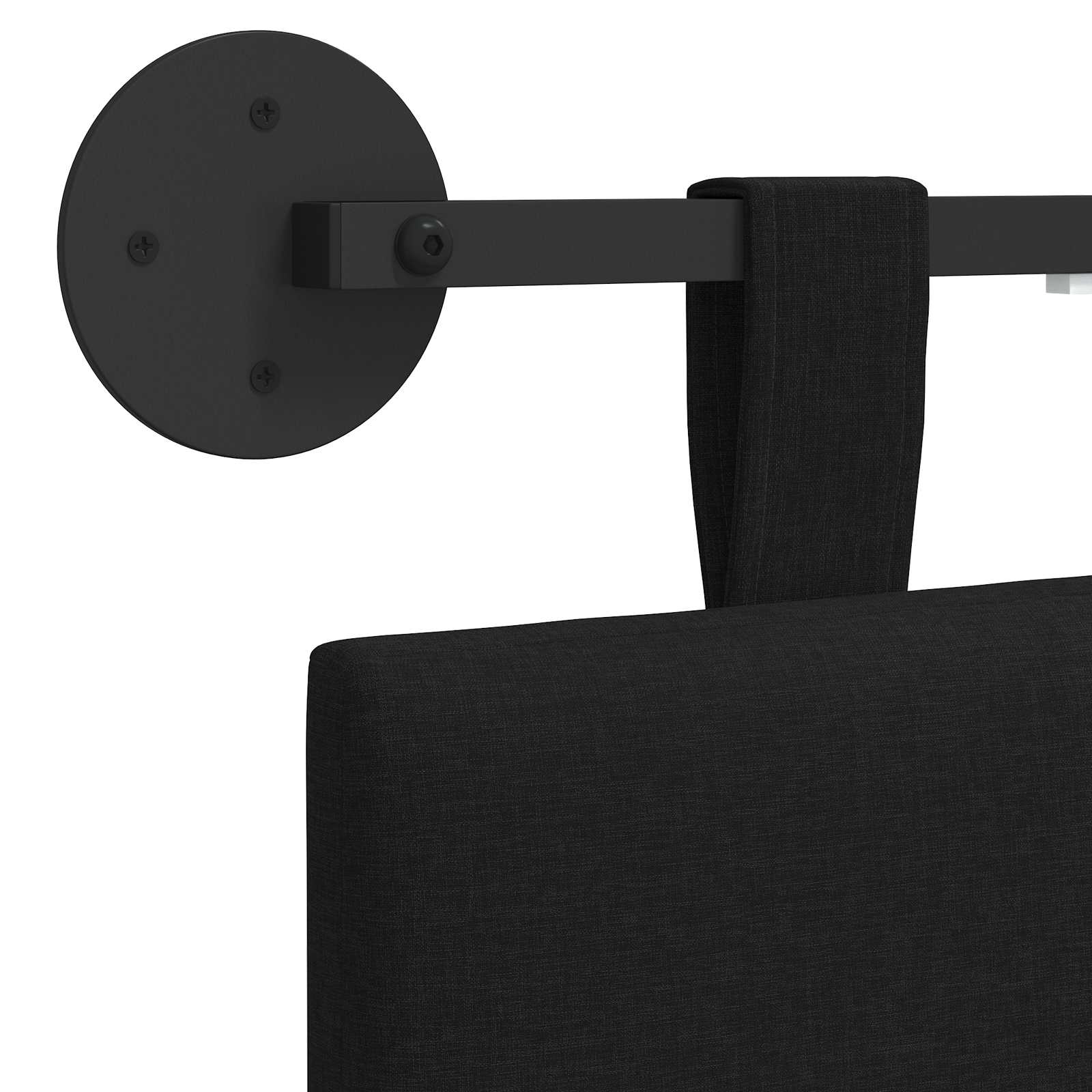 Tête de lit suspendue Avec lumière LED Noir Tissu - XIOS
