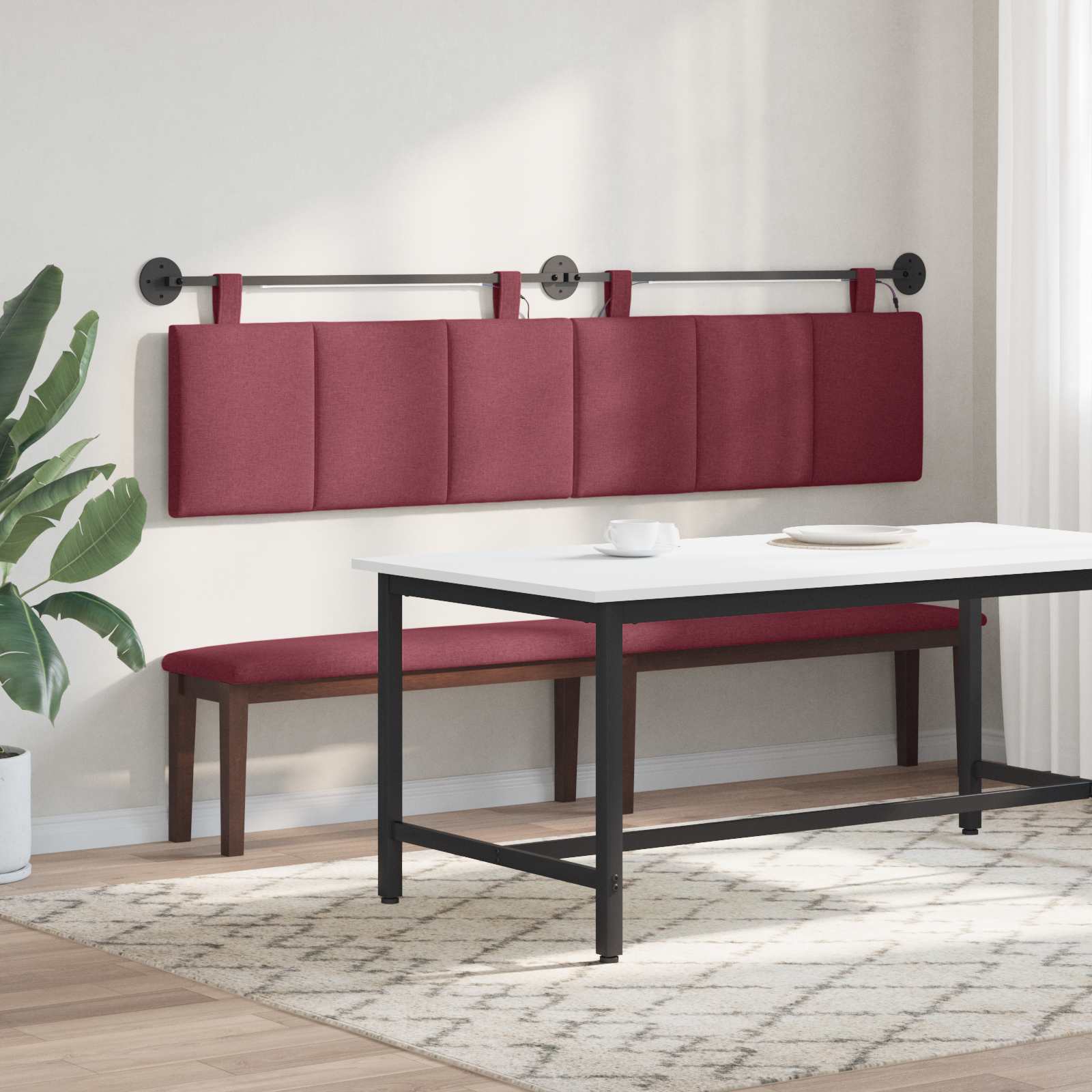 Tête de lit suspendue Avec lumière LED Bordeaux Tissu - XIOS