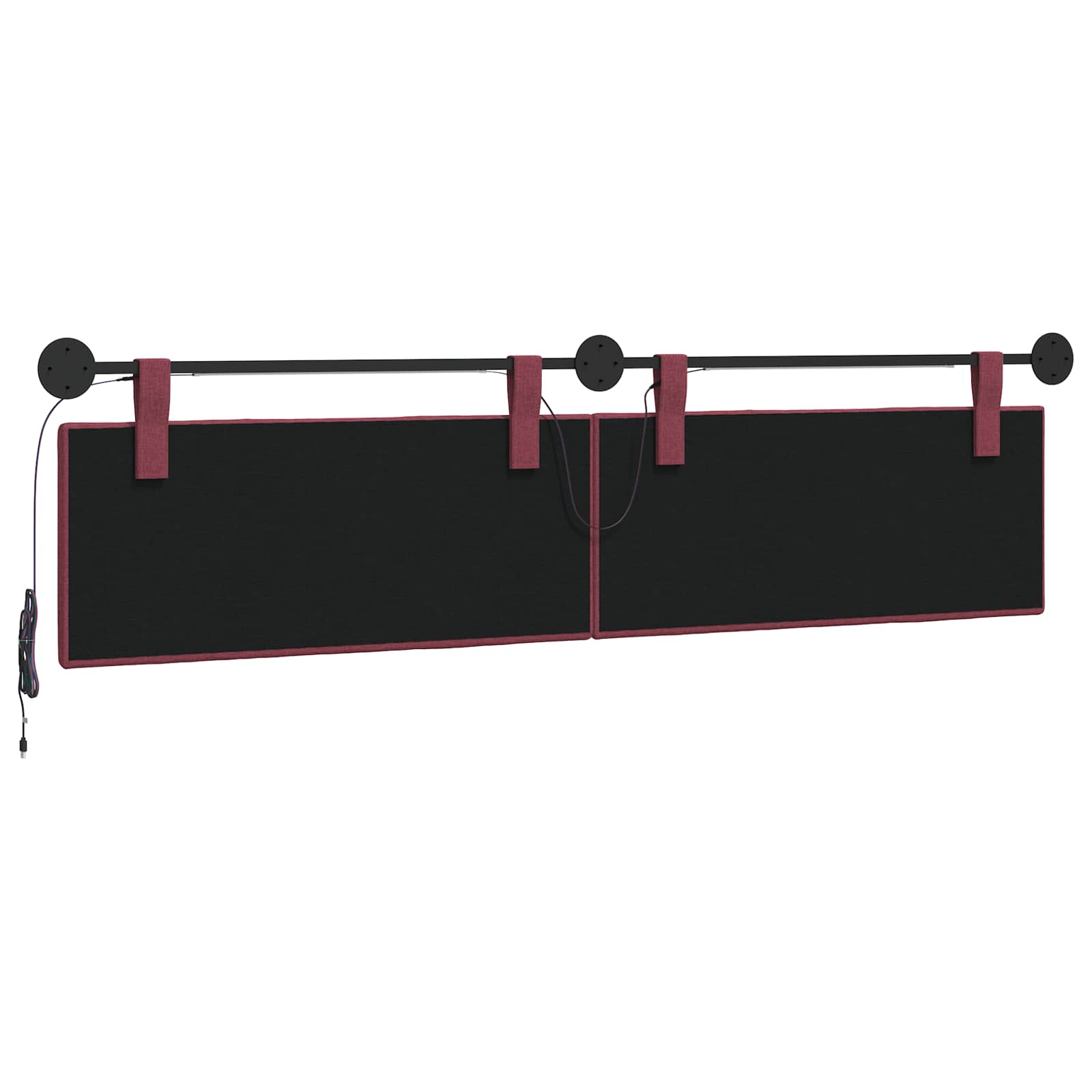 Tête de lit suspendue Avec lumière LED Bordeaux Tissu - XIOS
