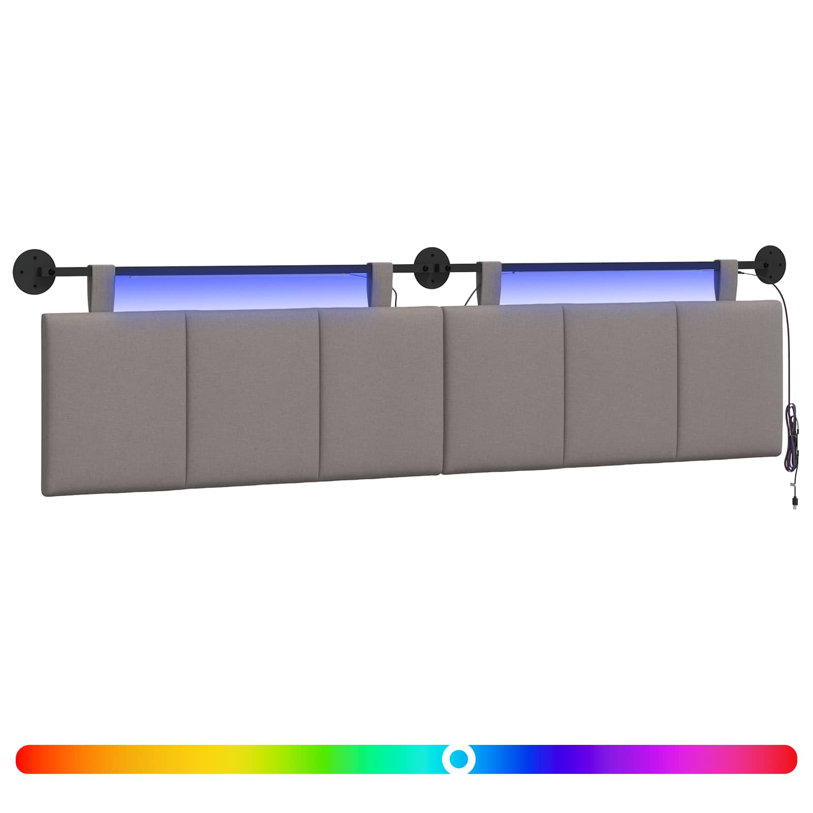 Tête de lit suspendue Avec lumière LED Taupe Tissu - XIOS