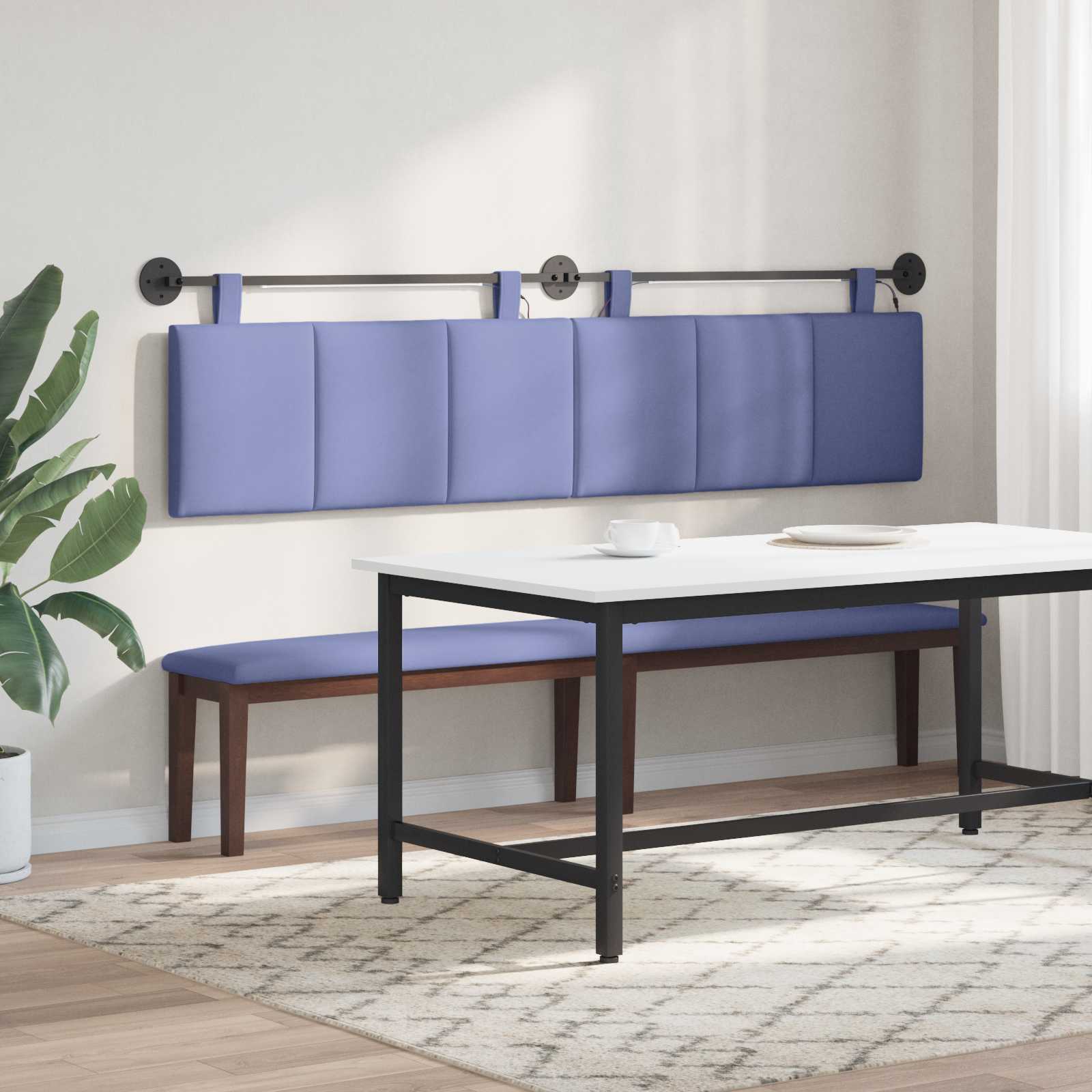 Tête de lit suspendue Avec lumière LED Bleu denim Tissu - XIOS
