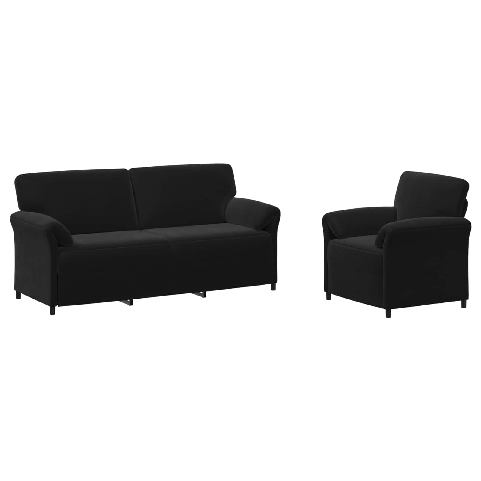 Ensemble de Canapés 2 pc Noir Velours