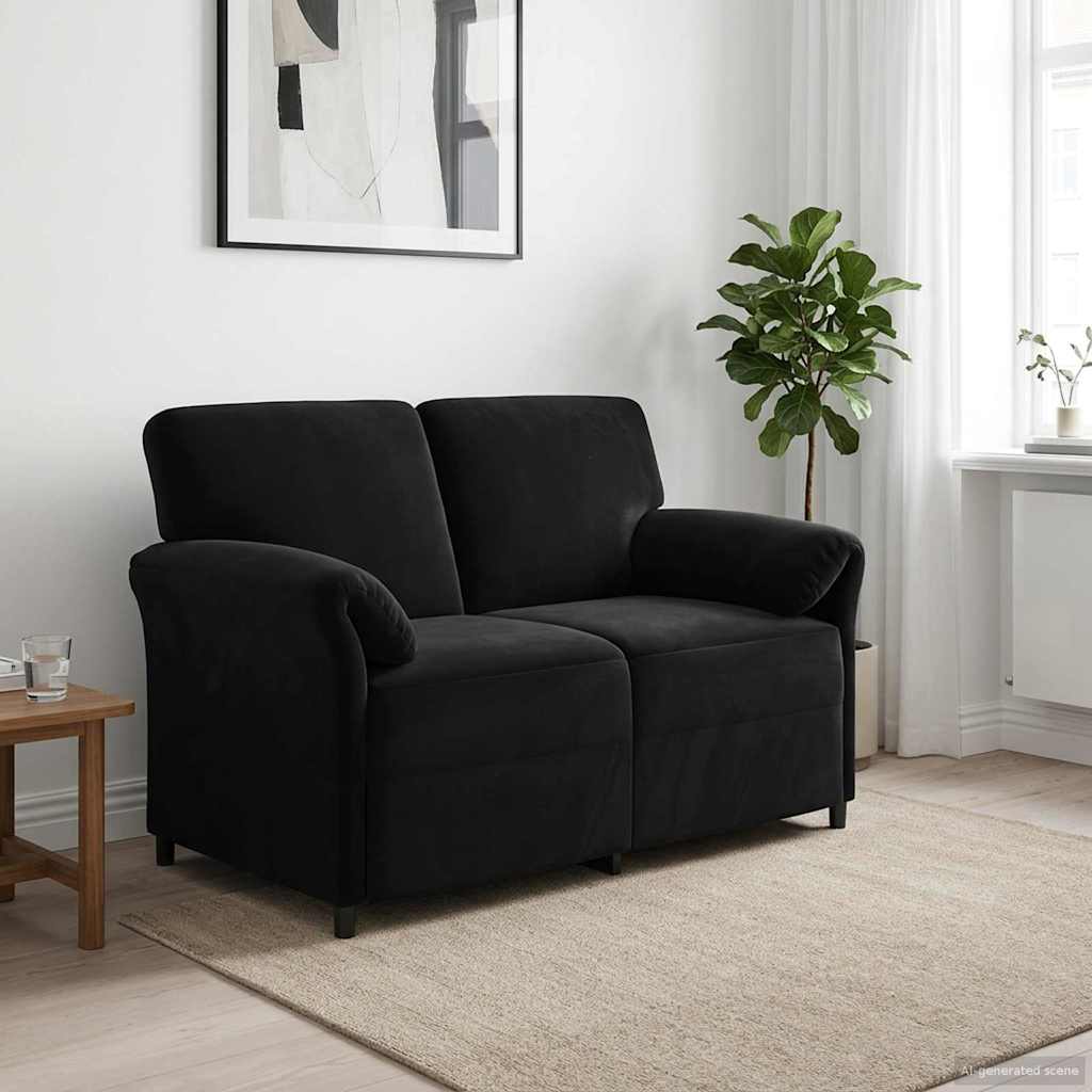 Sofa 2 places Noir 138 x 83 x 95 cm Velours - XIOS