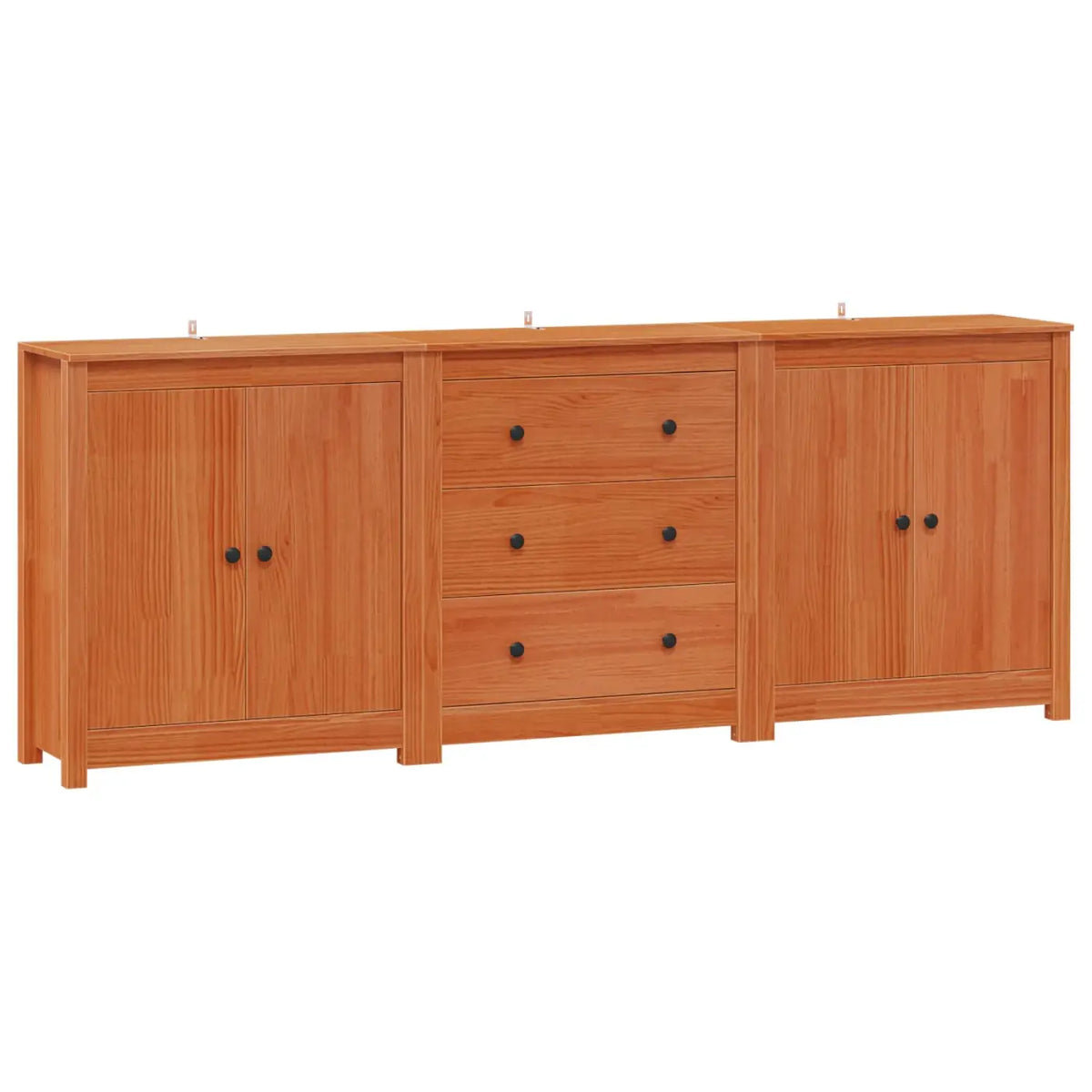 Buffet 3 pc Brun Ciré 210 x 35 x 80 cm Pin massif - XIOS