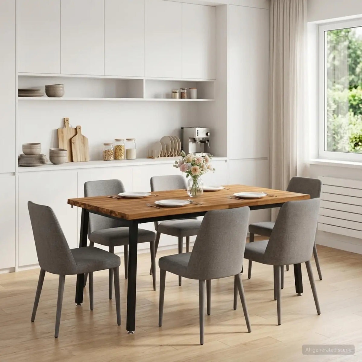 Table à manger en bord vivant 160 x 80 x 75 cm Naturel - XIOS