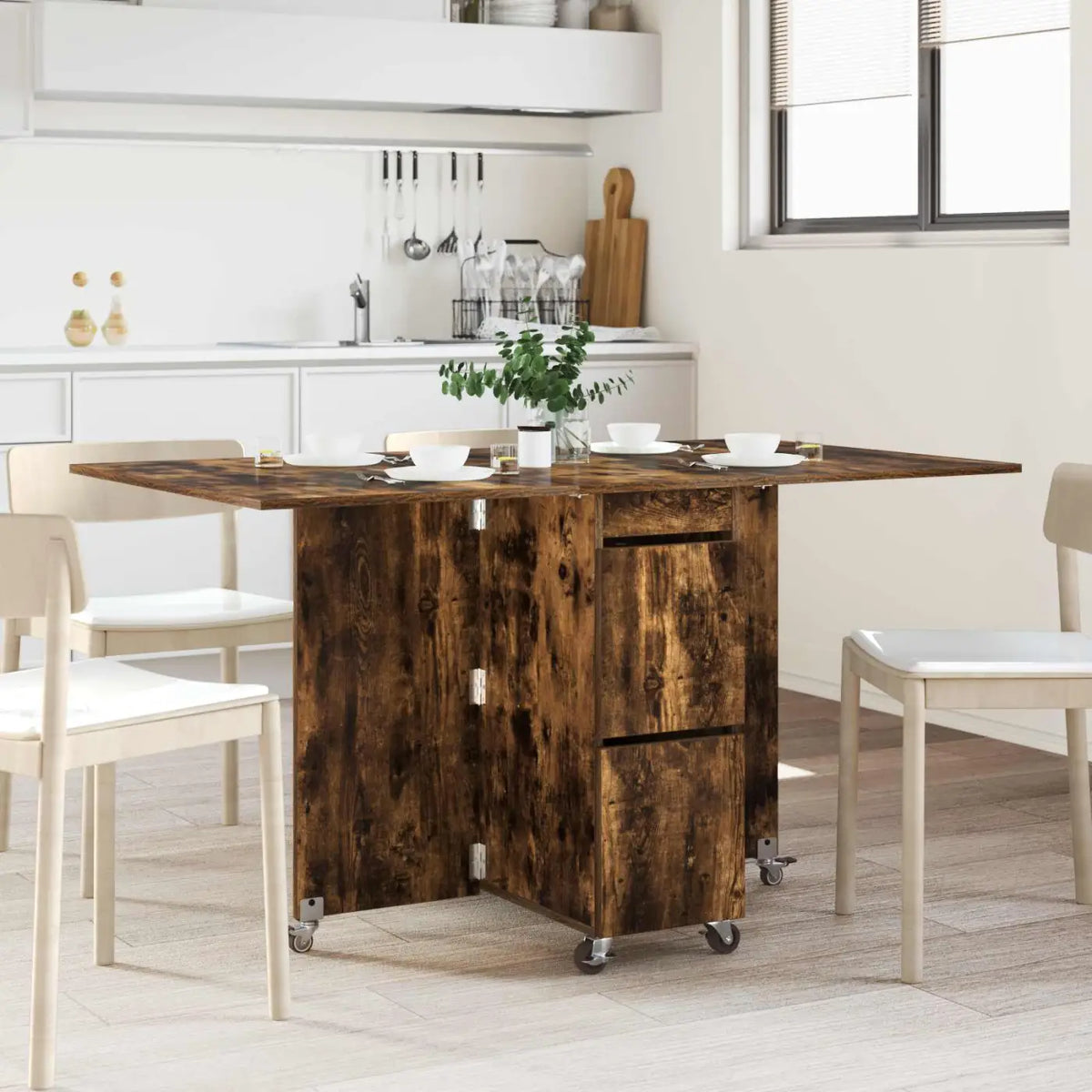 Table à dîner 140 x 80 x 77 cm Bois d’ingénierie Chêne fumé - XIOS