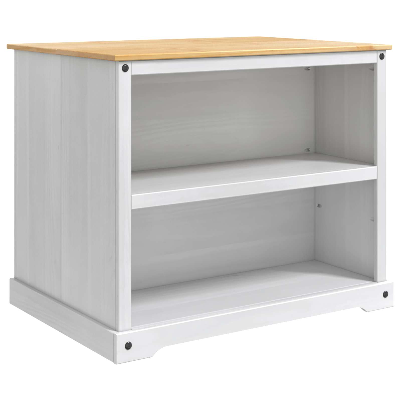 Chariot de cuisine 2 pcs Blanc et Cire de Miel Pin massif - XIOS
