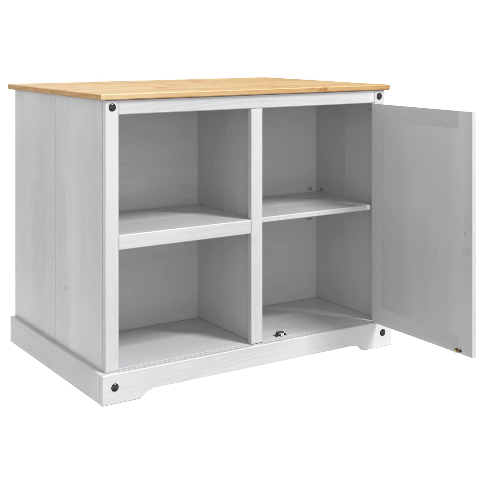 Chariot de cuisine 2 pcs Blanc et Cire de Miel Pin massif - XIOS