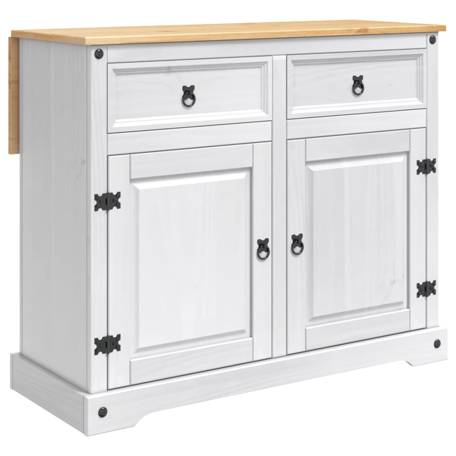 Chariot de cuisine 2 pcs Blanc et Cire de Miel Pin massif - XIOS