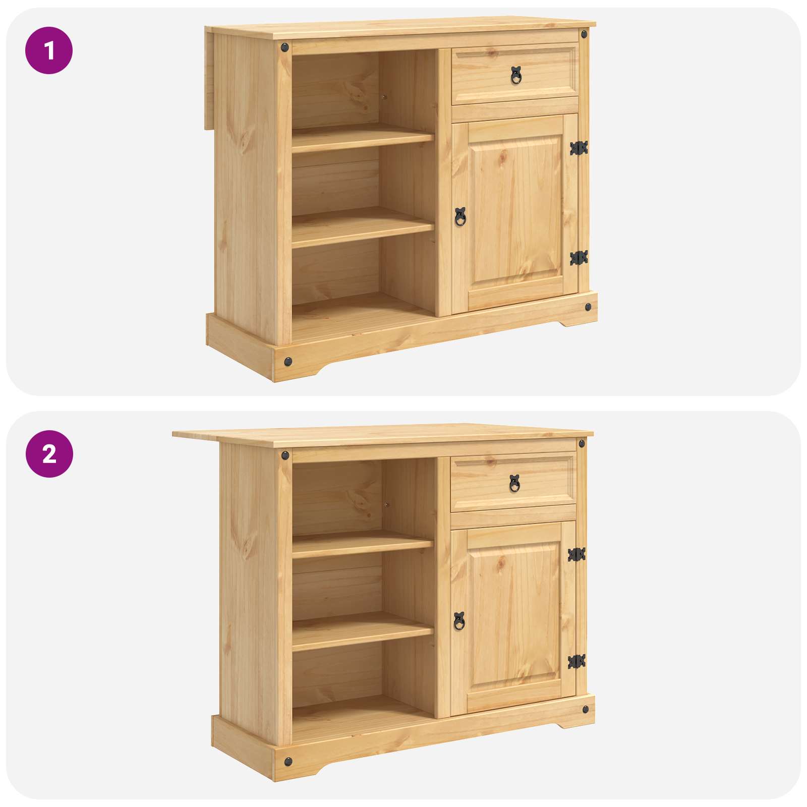 Chariot de cuisine 2 pcs Cire de Miel 112 x 70 x 91,5 cm - XIOS