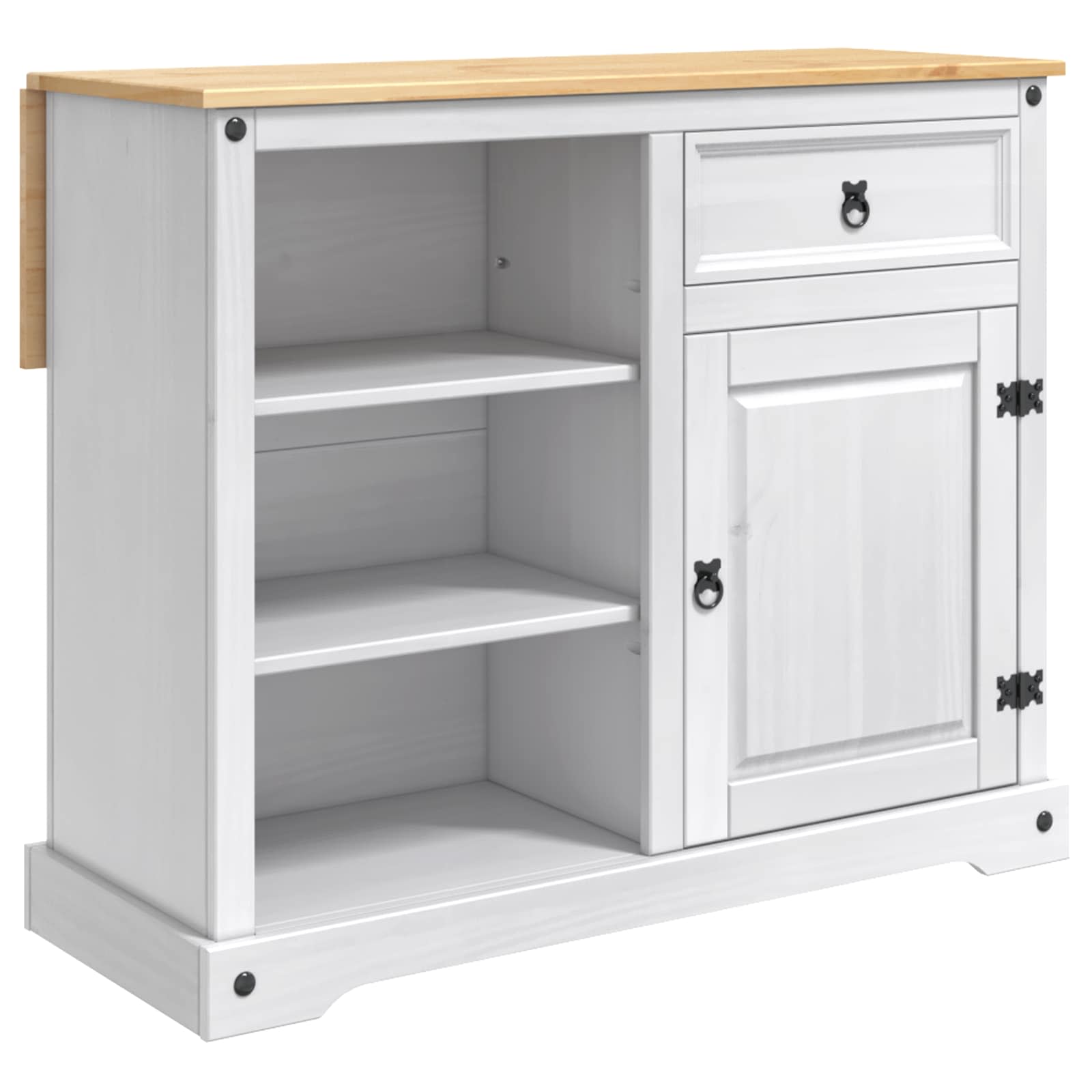 Chariot de cuisine 2 pcs Blanc et Cire de Miel Pin massif - XIOS