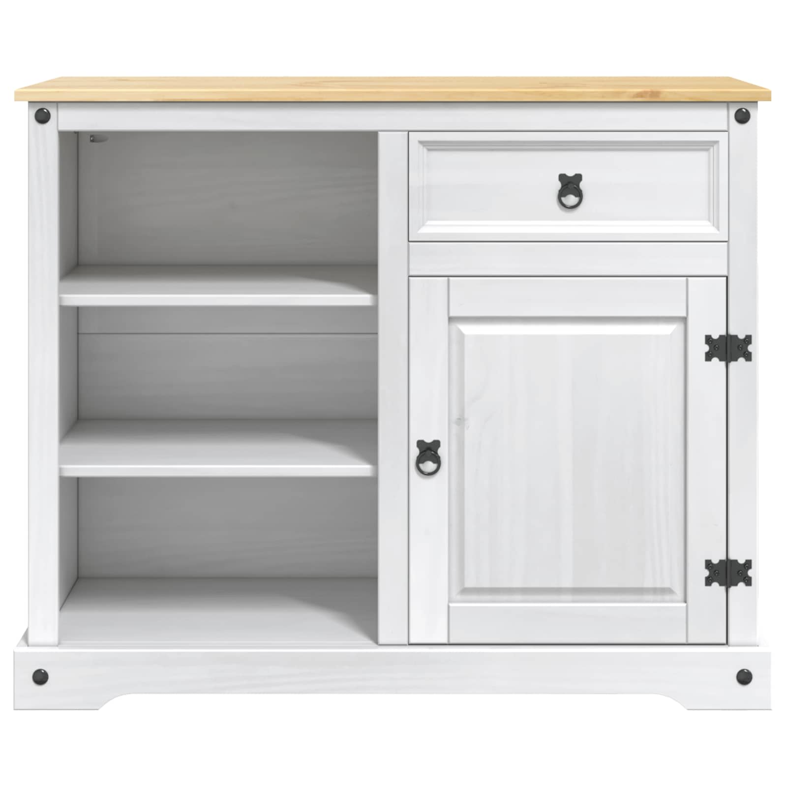 Chariot de cuisine 2 pcs Blanc et Cire de Miel Pin massif - XIOS