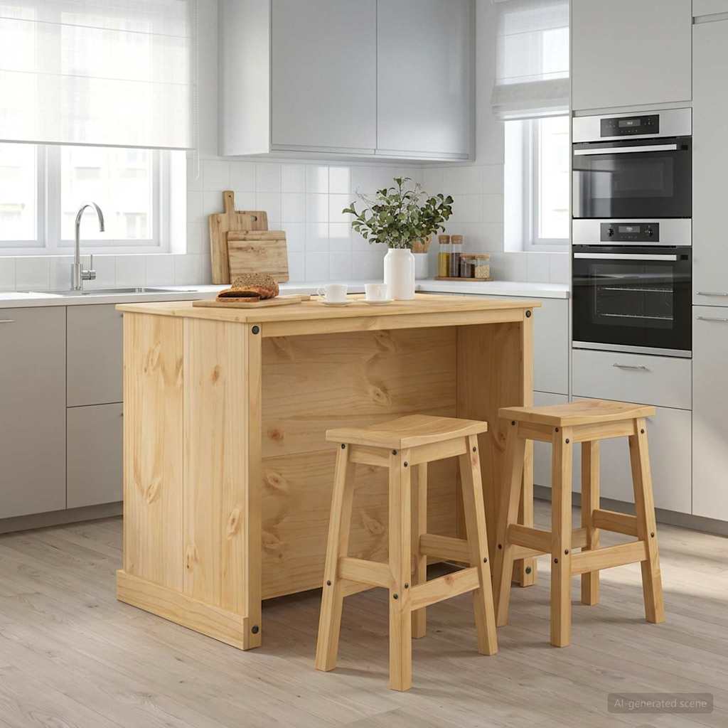 Ensemble Cuisine Îlot 3 pc Cire de Miel 112 x 77 x 91,5 cm